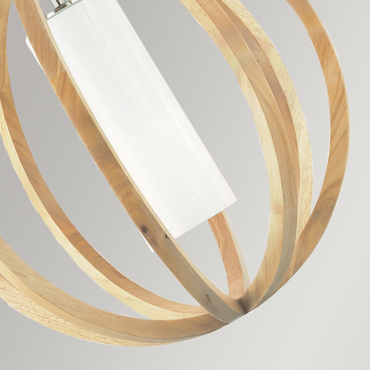 Allier Petite Pendant Light in Oak and Brushed Steel