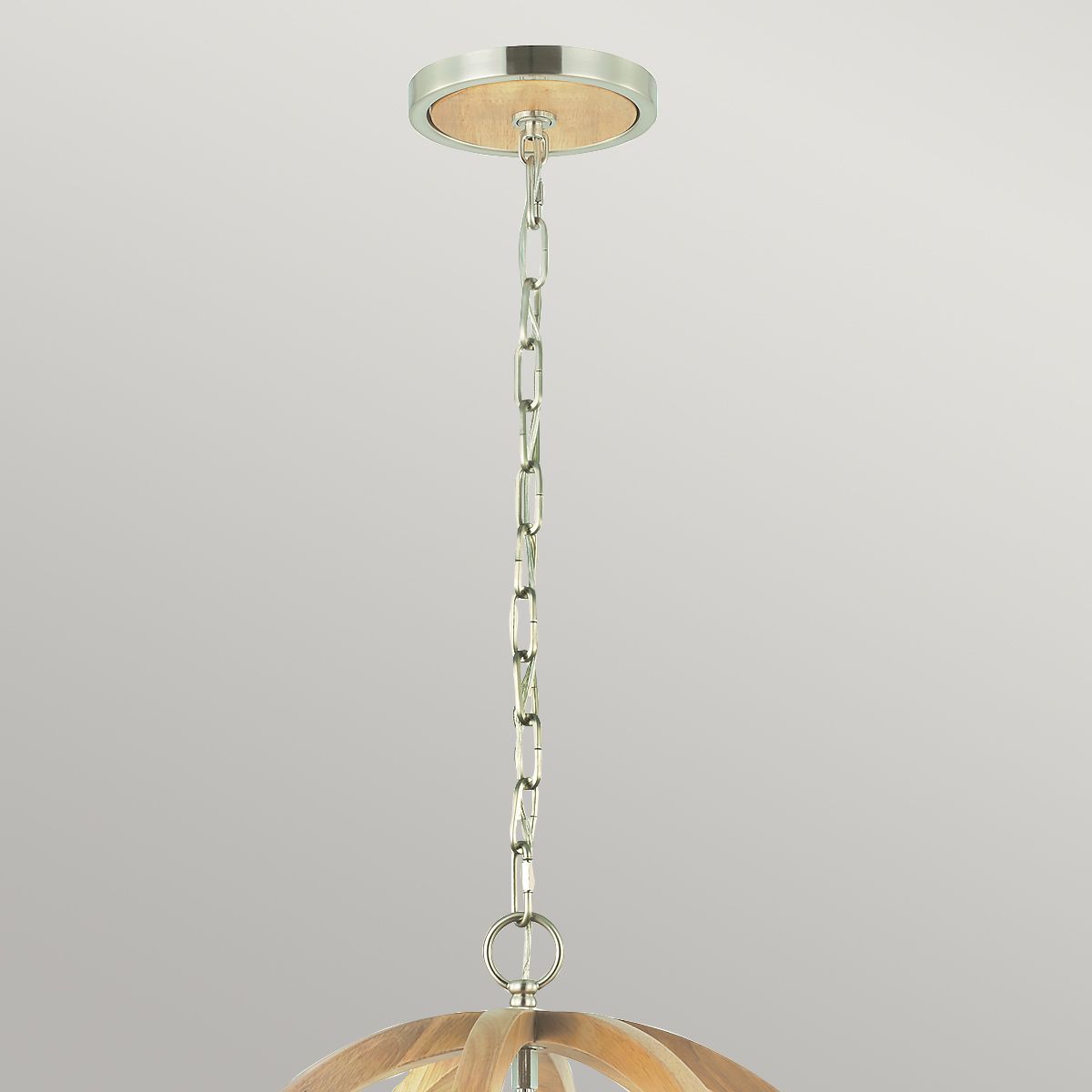 Allier Petite Pendant Light in Oak and Brushed Steel