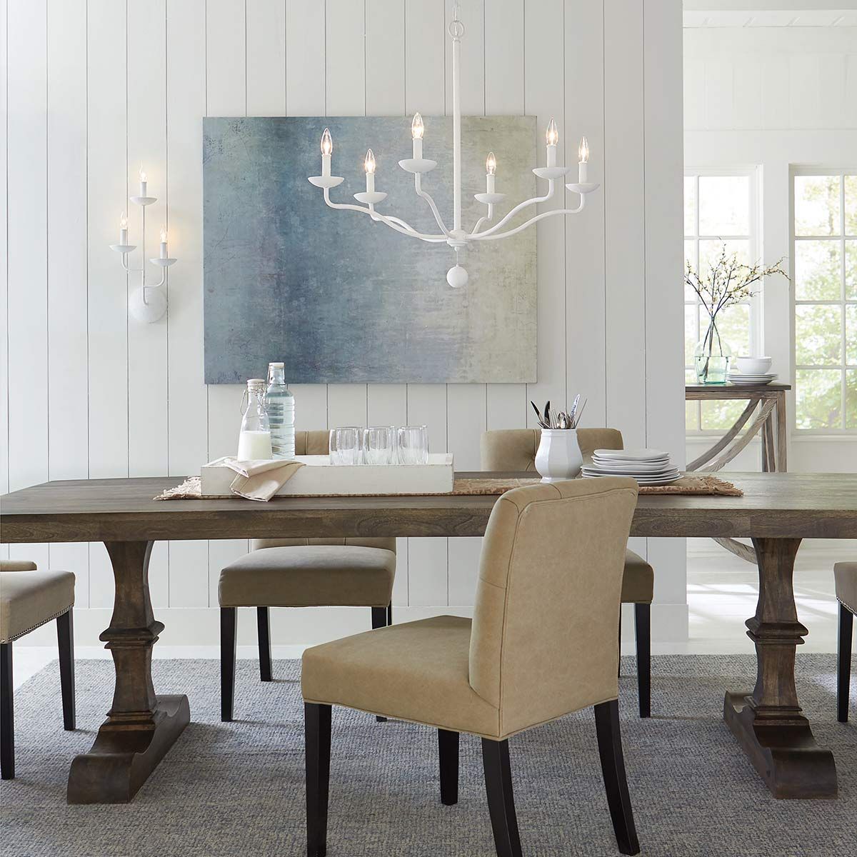 Coastal Elegance 6 Light Chandelier in Plaster White