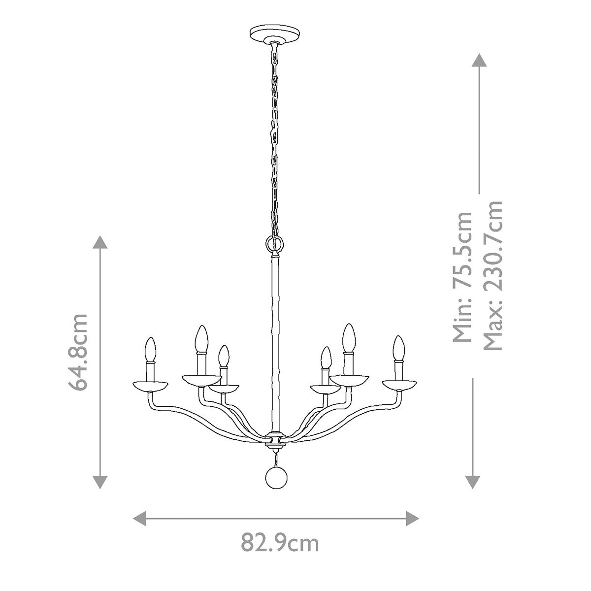 Coastal Elegance 6 Light Chandelier in Plaster White