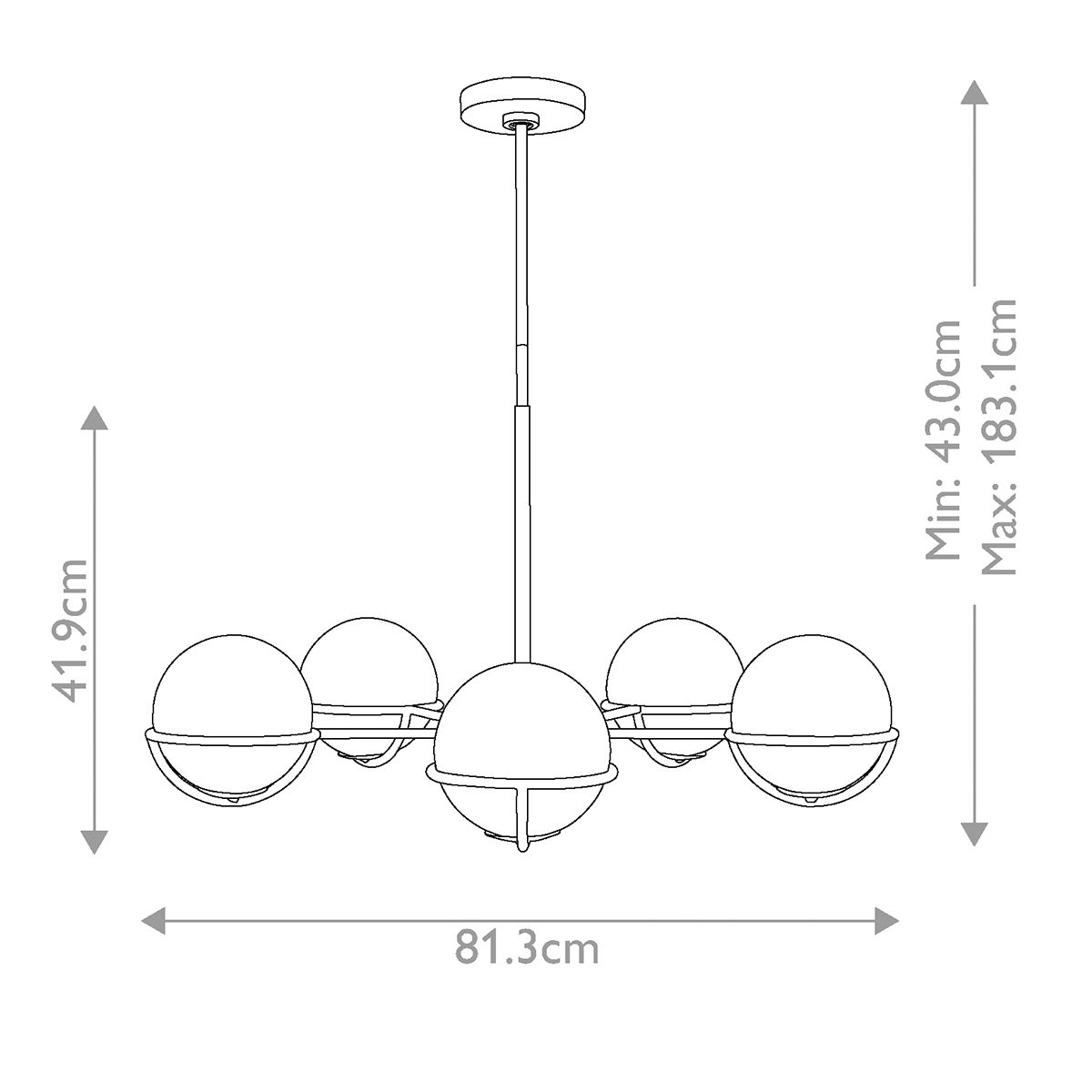 Apollo Mid-Century Modern 5-Light Chandelier in Burnished Brass