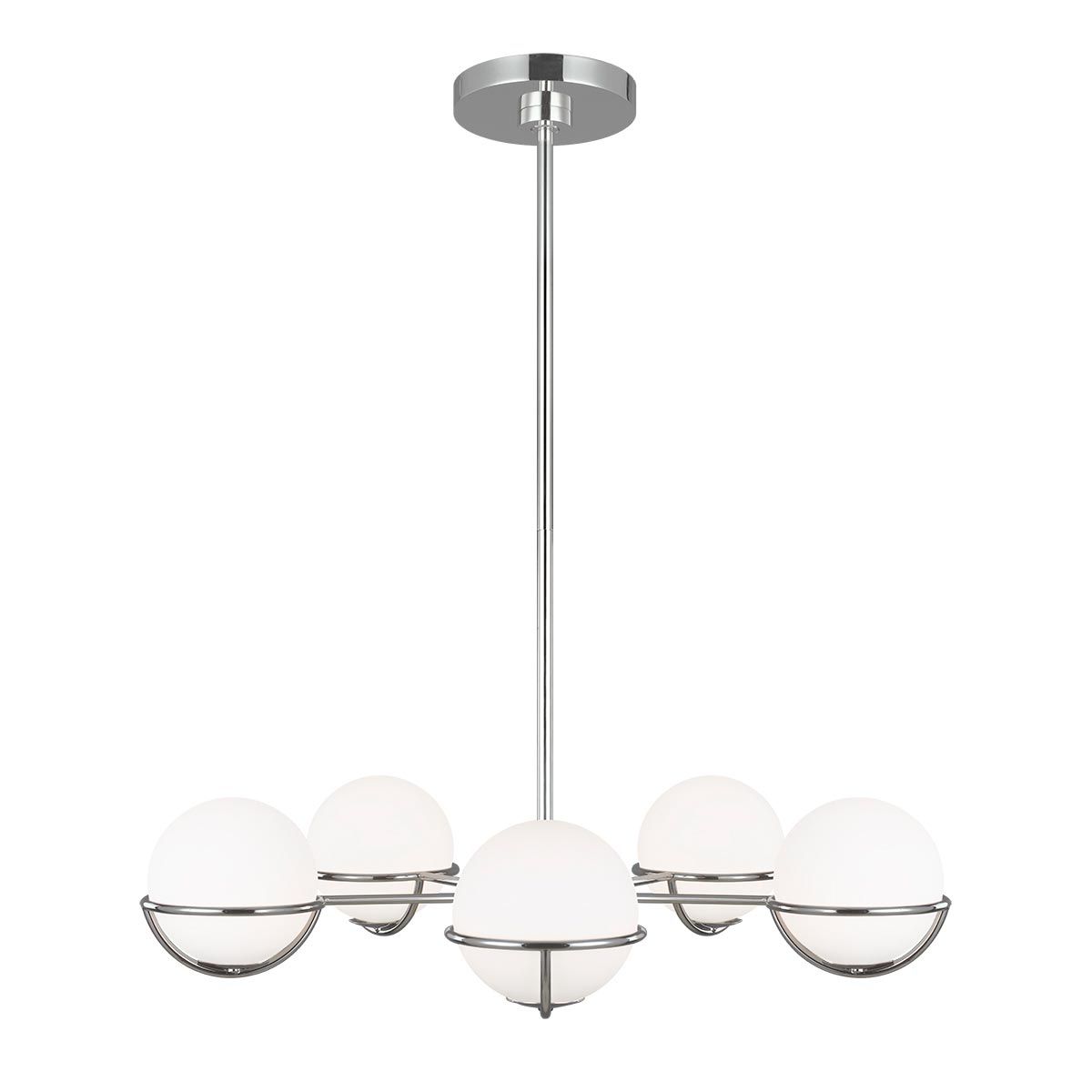 Apollo 5-Globe Chandelier - Polished Nickel Elegance