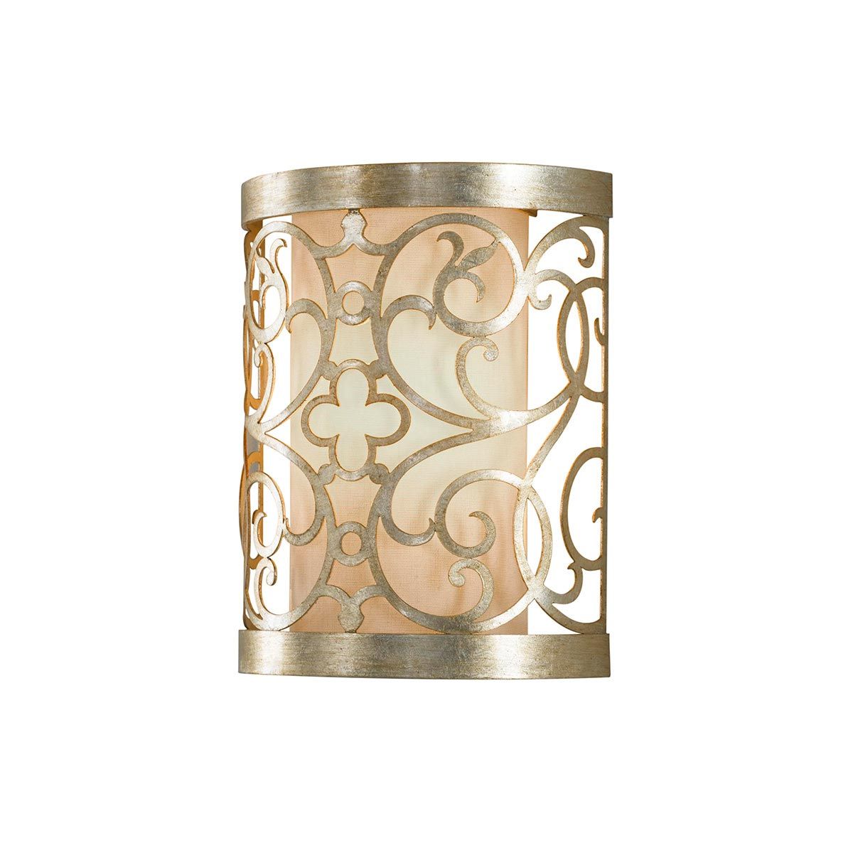 Elegant Silver Leaf Art Deco Wall Sconce with Glass Shade