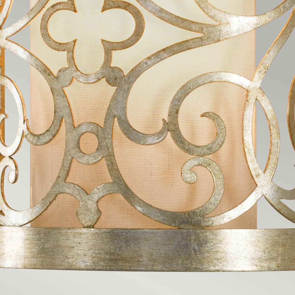 Elegant Silver Leaf Art Deco Wall Sconce with Glass Shade