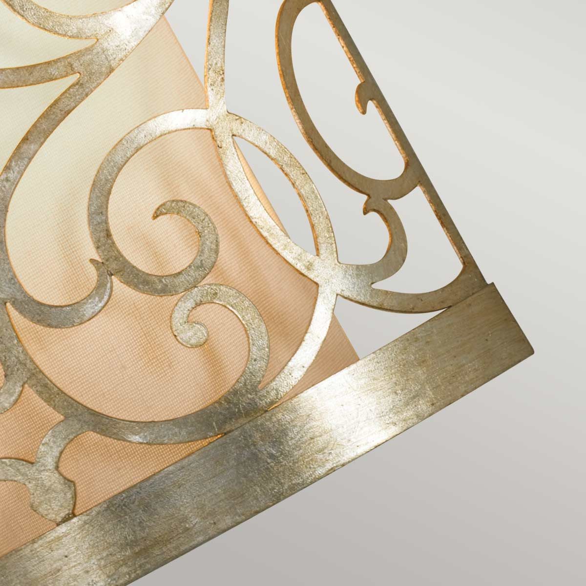 Elegant Silver Leaf Art Deco Wall Sconce with Glass Shade