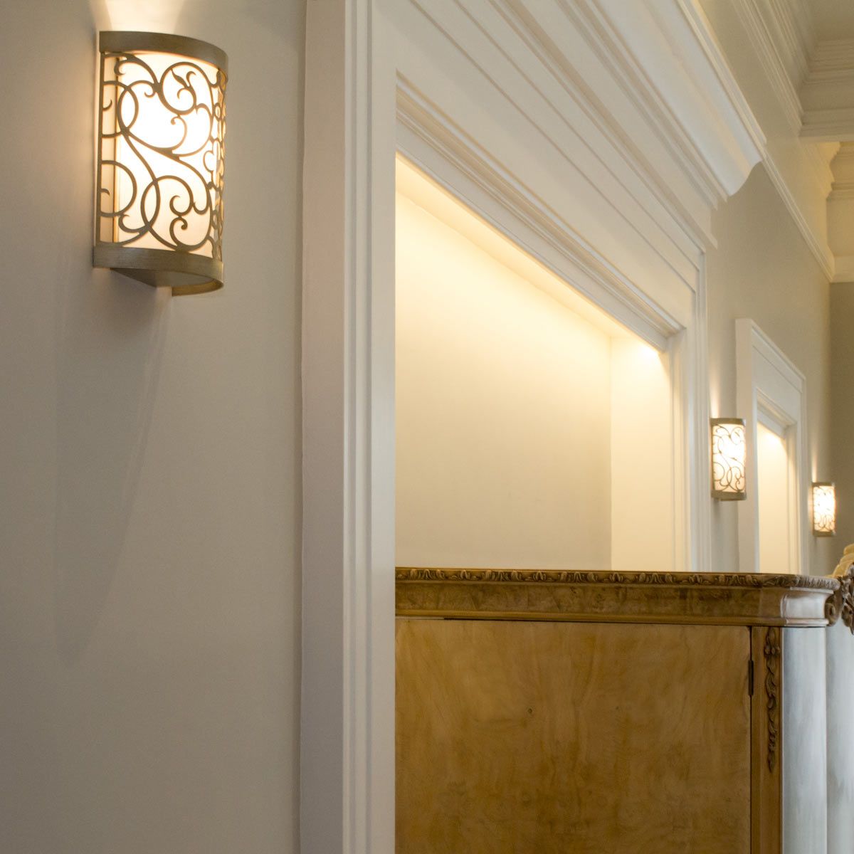 Elegant Silver Leaf Art Deco Wall Sconce with Glass Shade