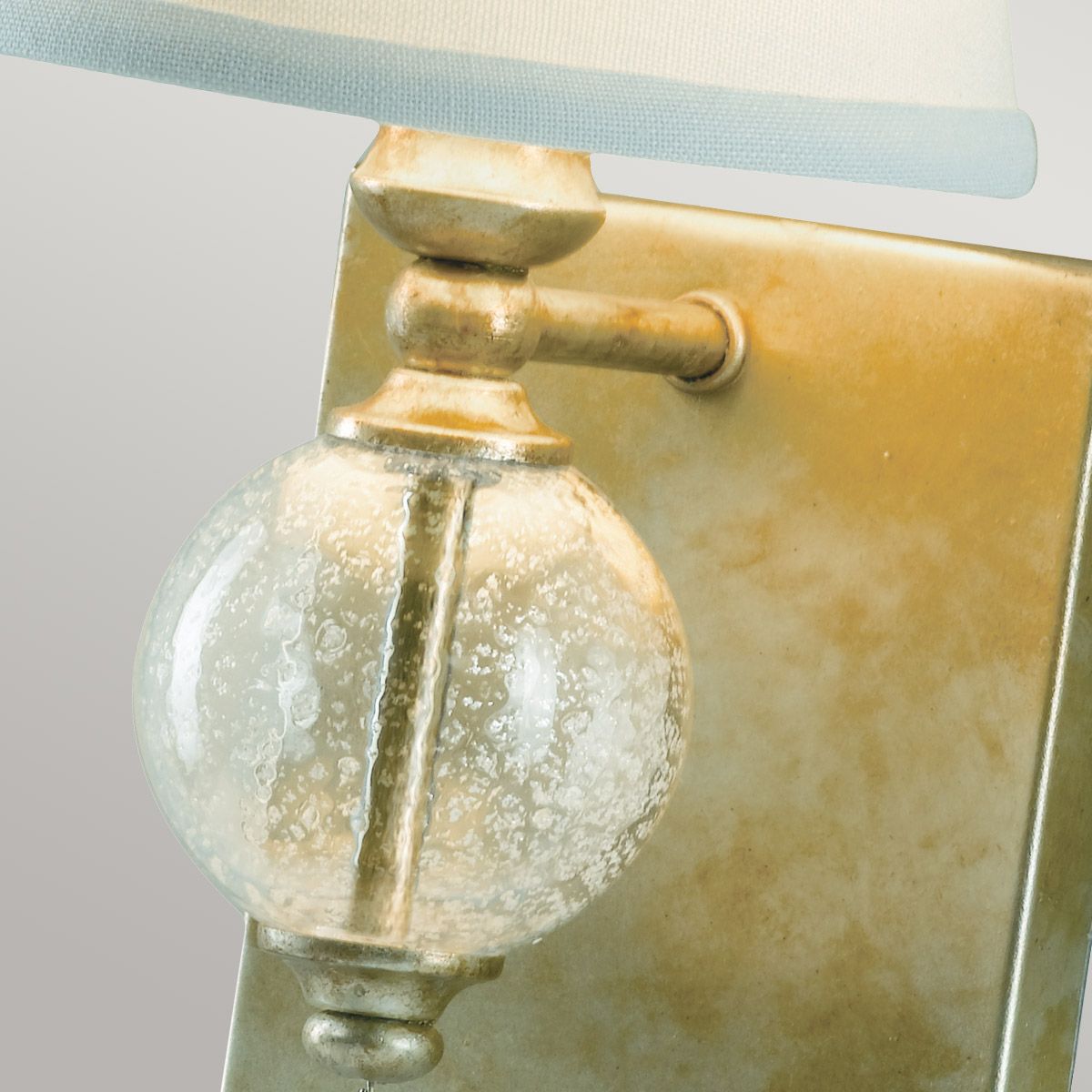 Oxidized Silver Leaf Wall Sconce with Linen Shade