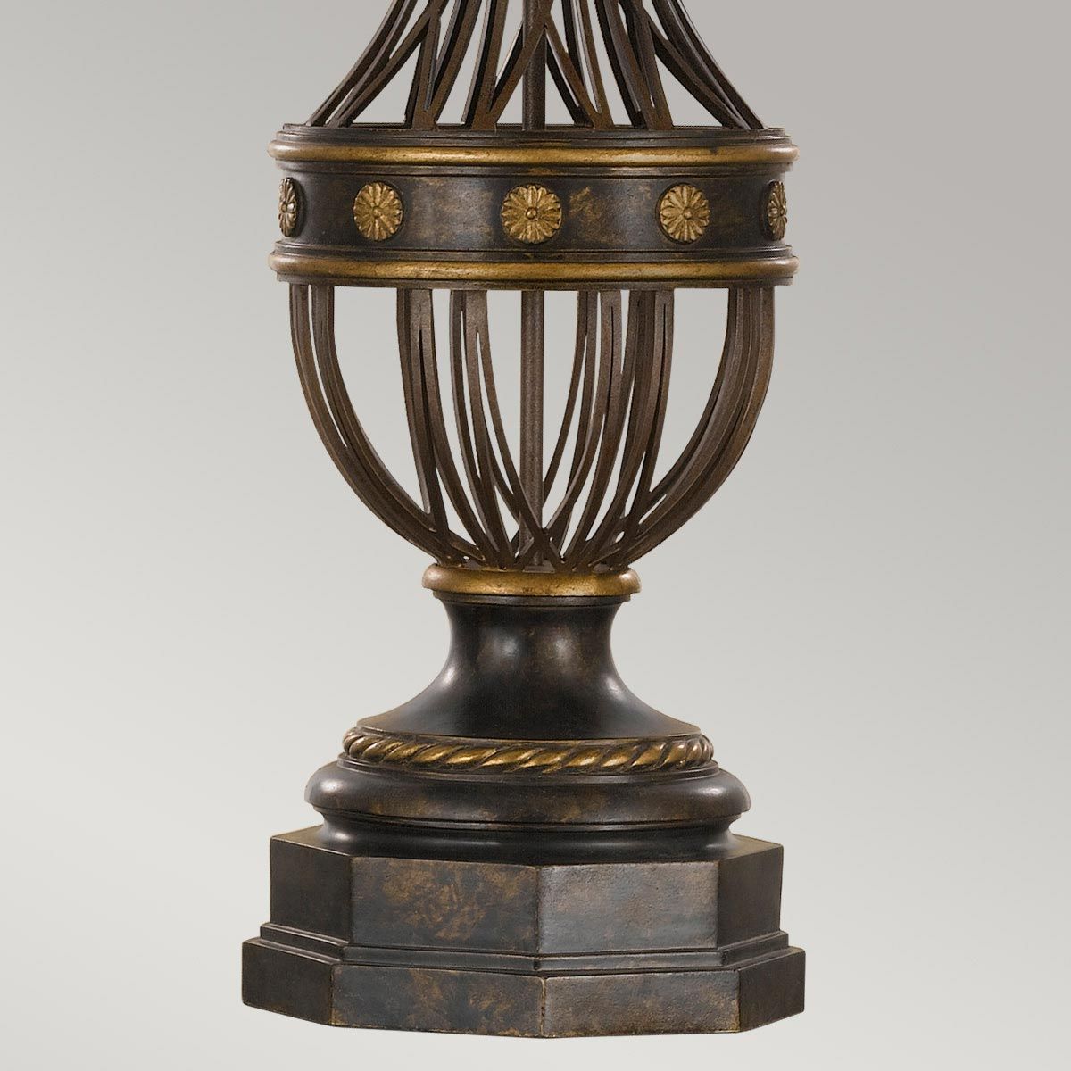 Rustic Antique Brown Table Lamp with Textured Linen Shade