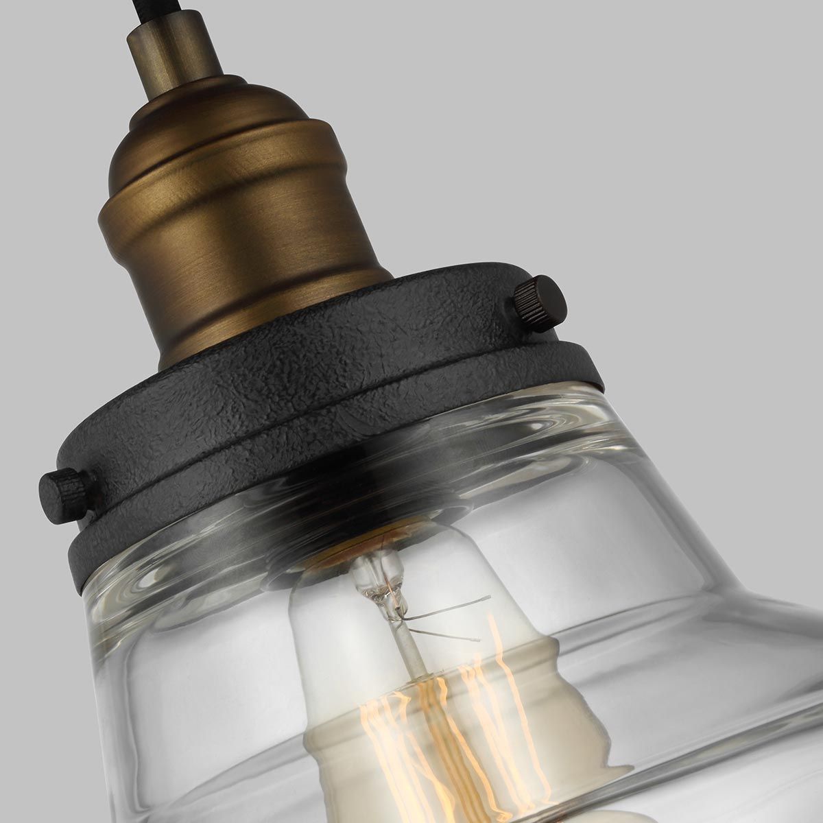 Baskin Vintage Brass and Glass Pendant Light - 254mm