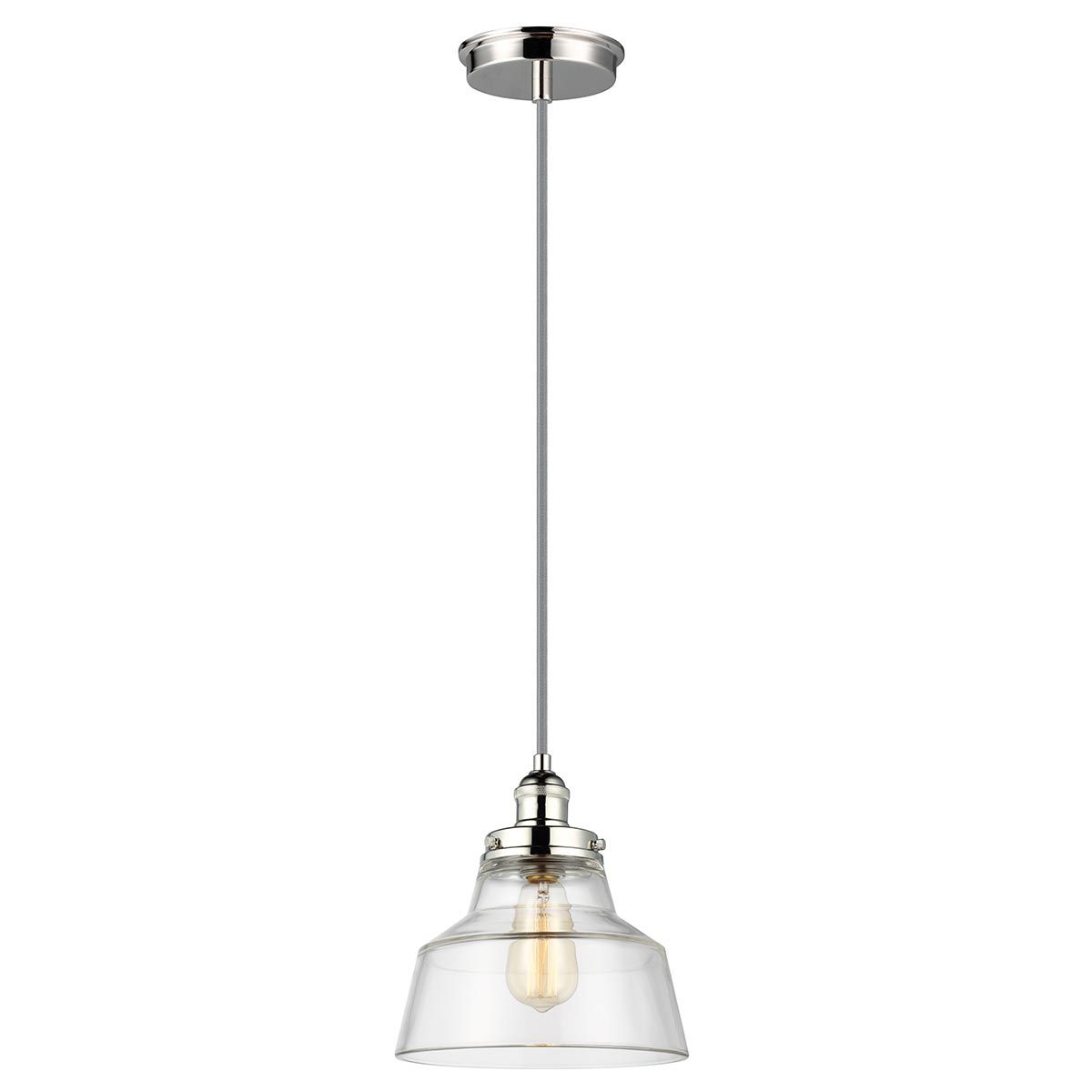 Baskin Modern Glass & Nickel Pendant Light, 254mm
