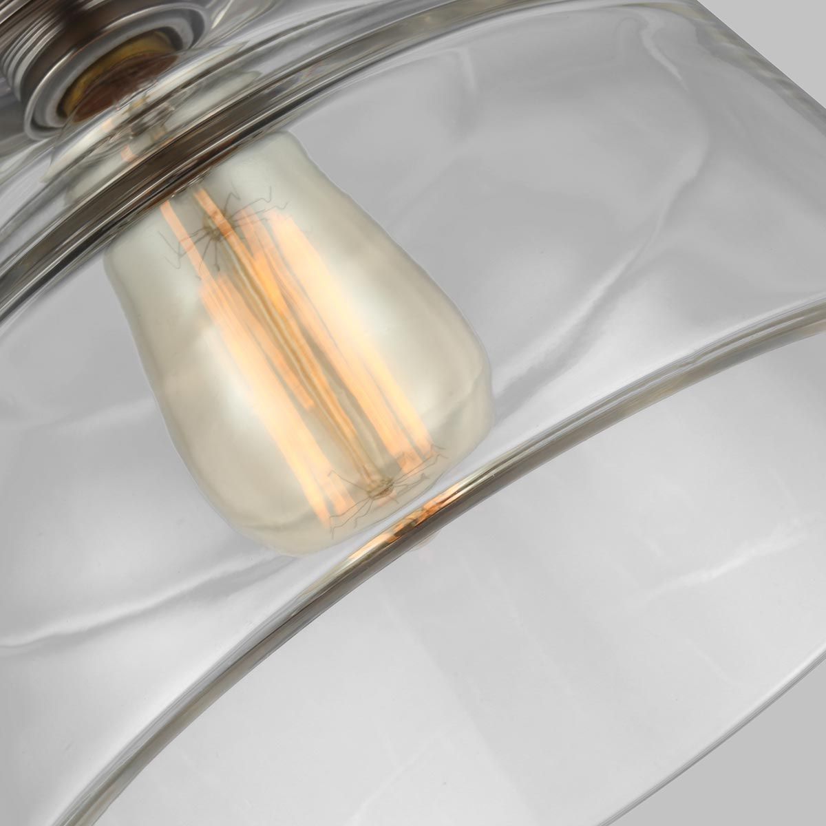 Baskin Modern Glass & Nickel Pendant Light, 254mm