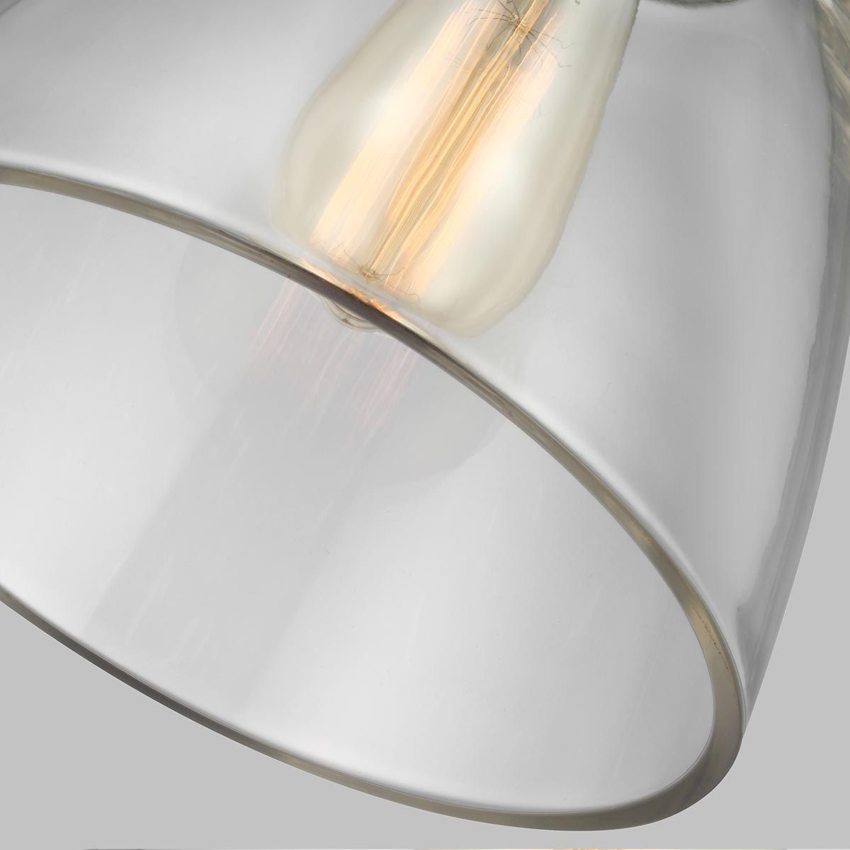 Baskin Aged Brass & Glass Dome Pendant Light, 228mm