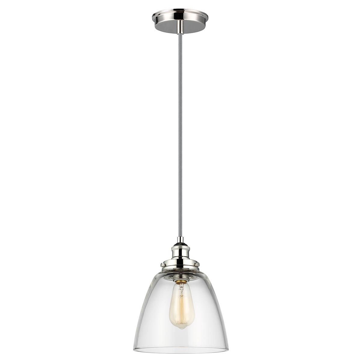 Baskin Modern Glass and Nickel Dome Pendant Light, 228mm