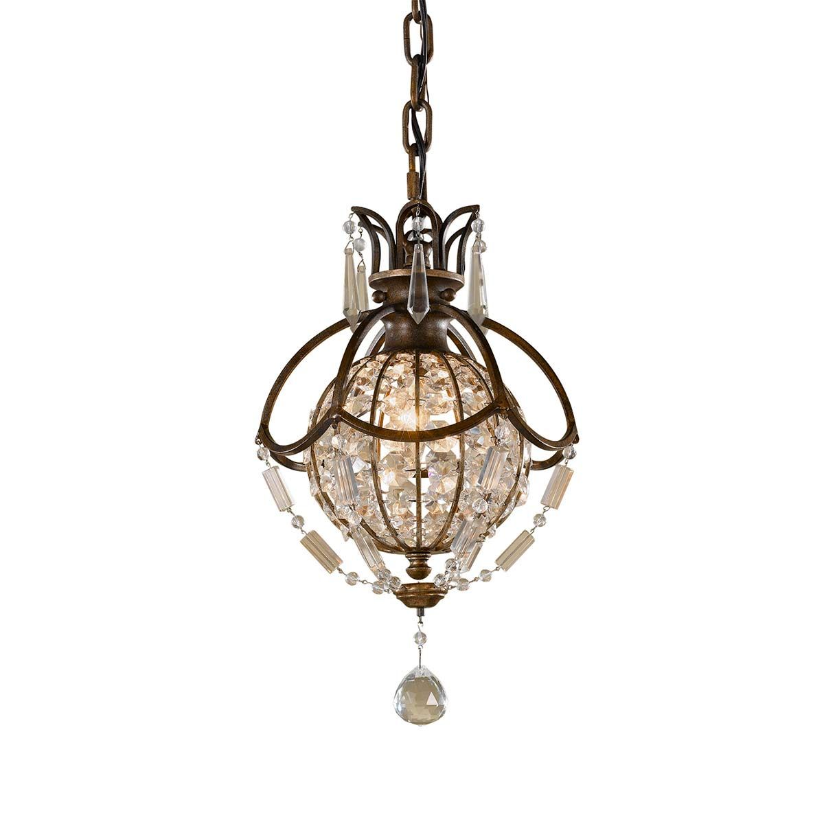 Opulent Bellini Crystal Sphere Chandelier in Aged Bronze Elegance