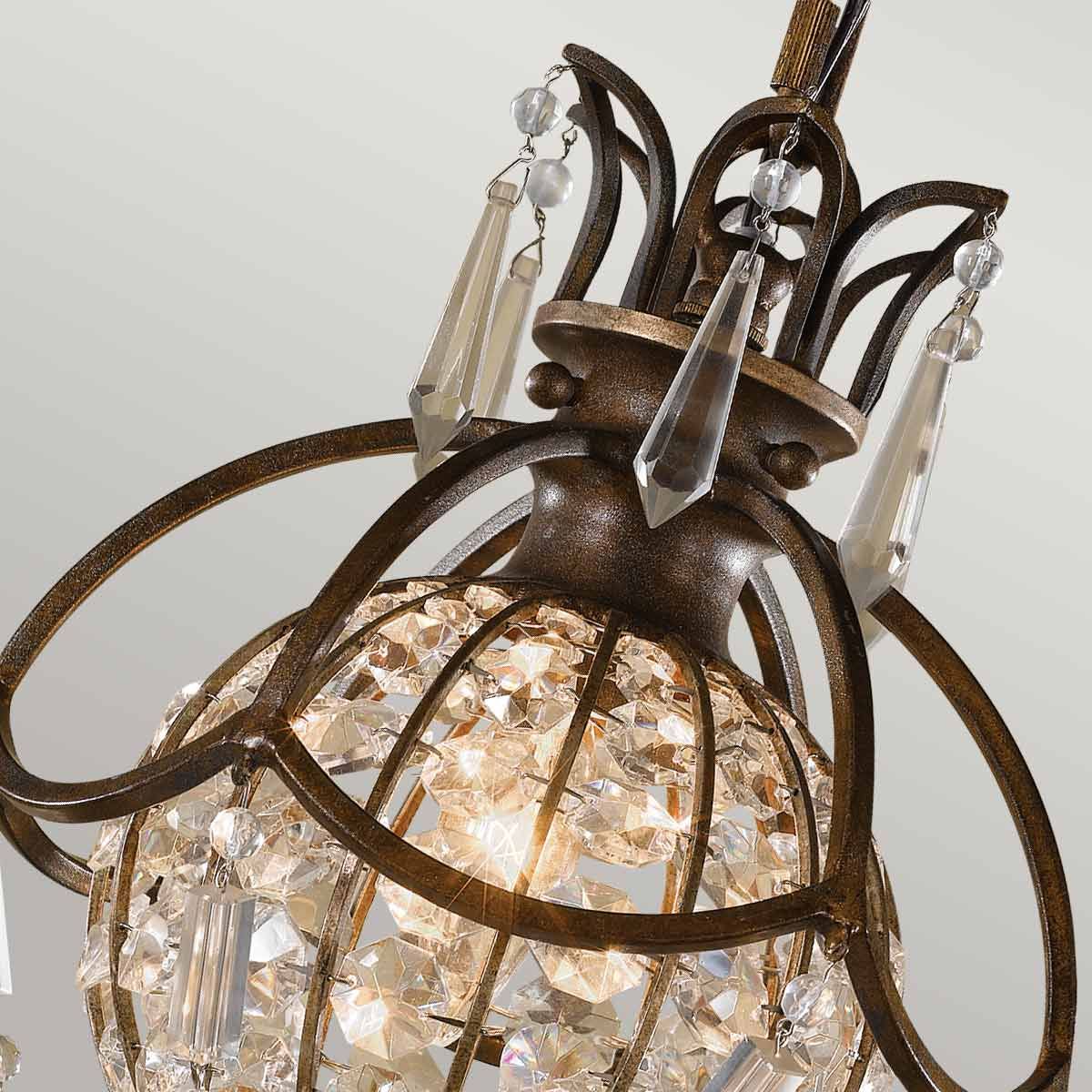 Opulent Bellini Crystal Sphere Chandelier in Aged Bronze Elegance