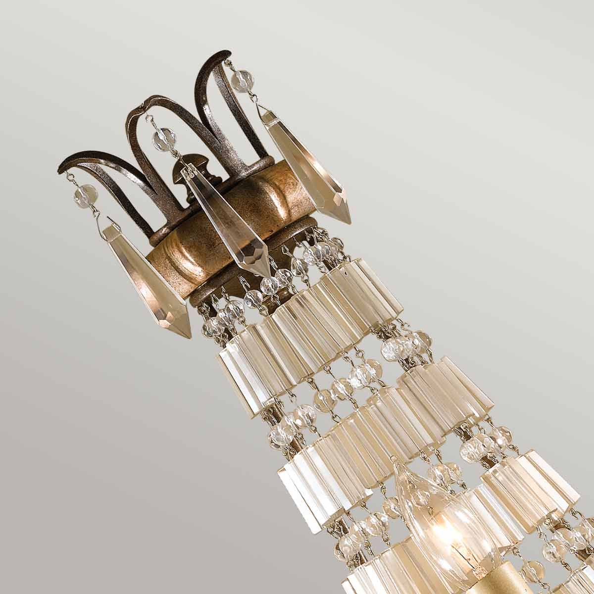 Vintage French-Inspired Chandelier with Antique Quartz and Oxidized Bronze Frame