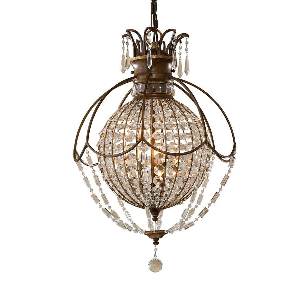 Elegant Vintage-Style Crystal Chandelier with Oxidized Bronze Finish