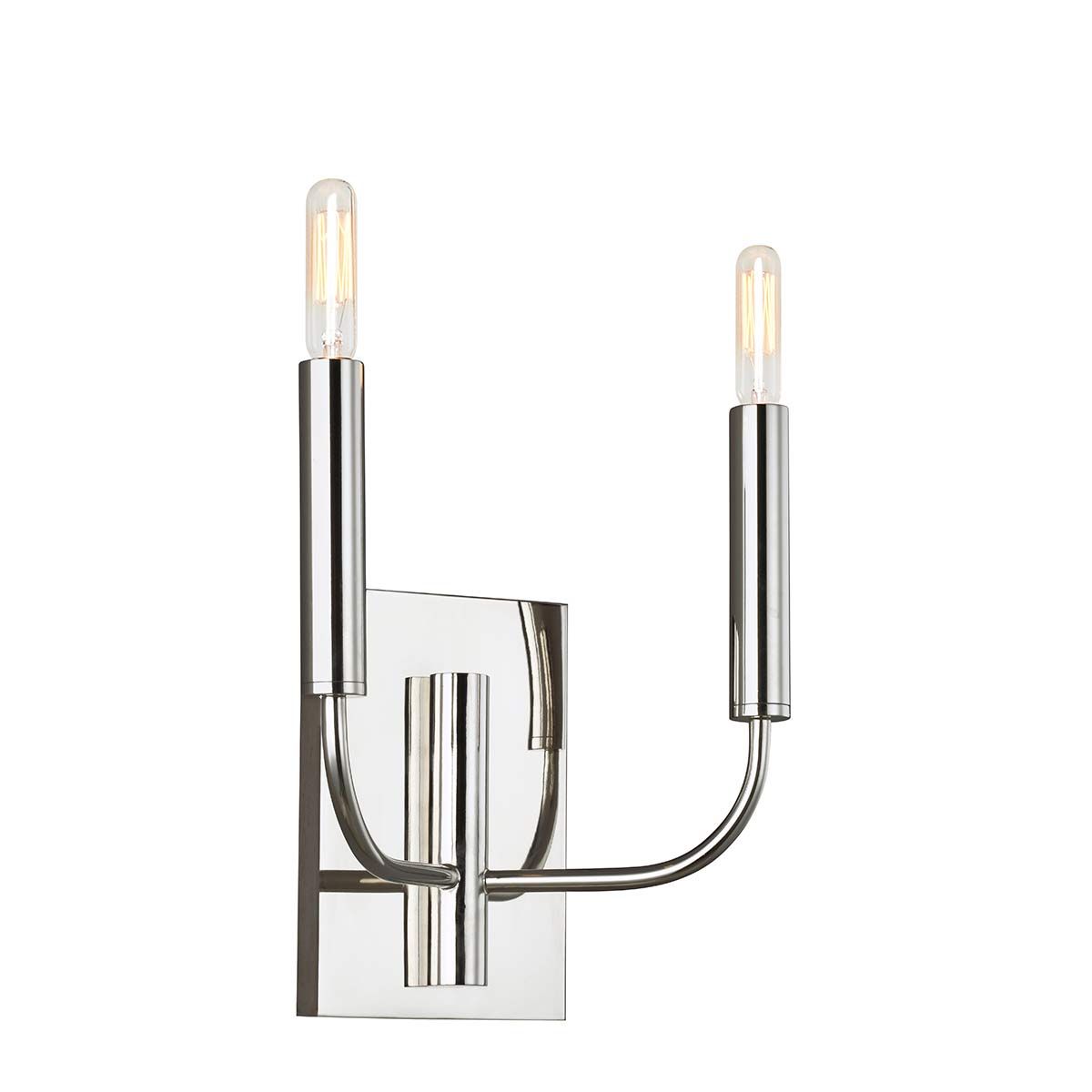 Brianna Dual Light Wall Sconce - Contemporary Polished Nickel Finish