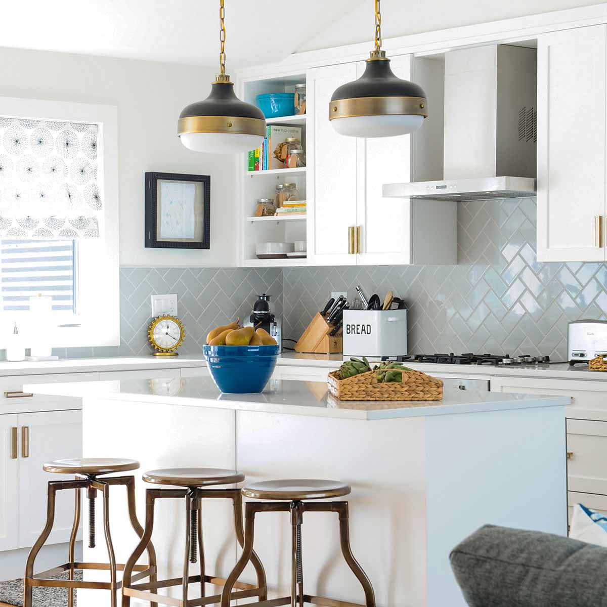 Contemporary Brass and Black Industrial Dome Pendant Light