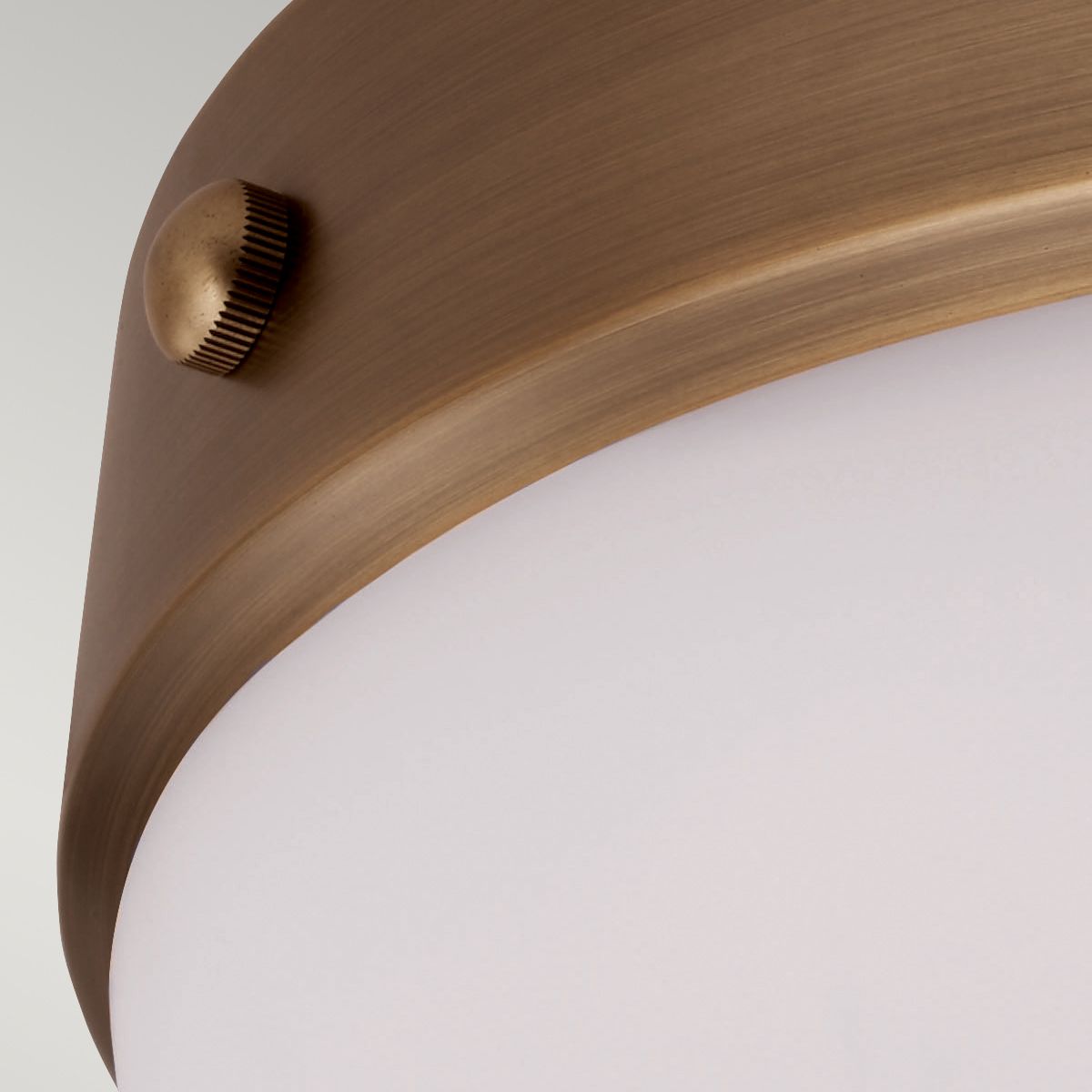 Brushed Brass Flush Ceiling Light with Opal Glass Shade
