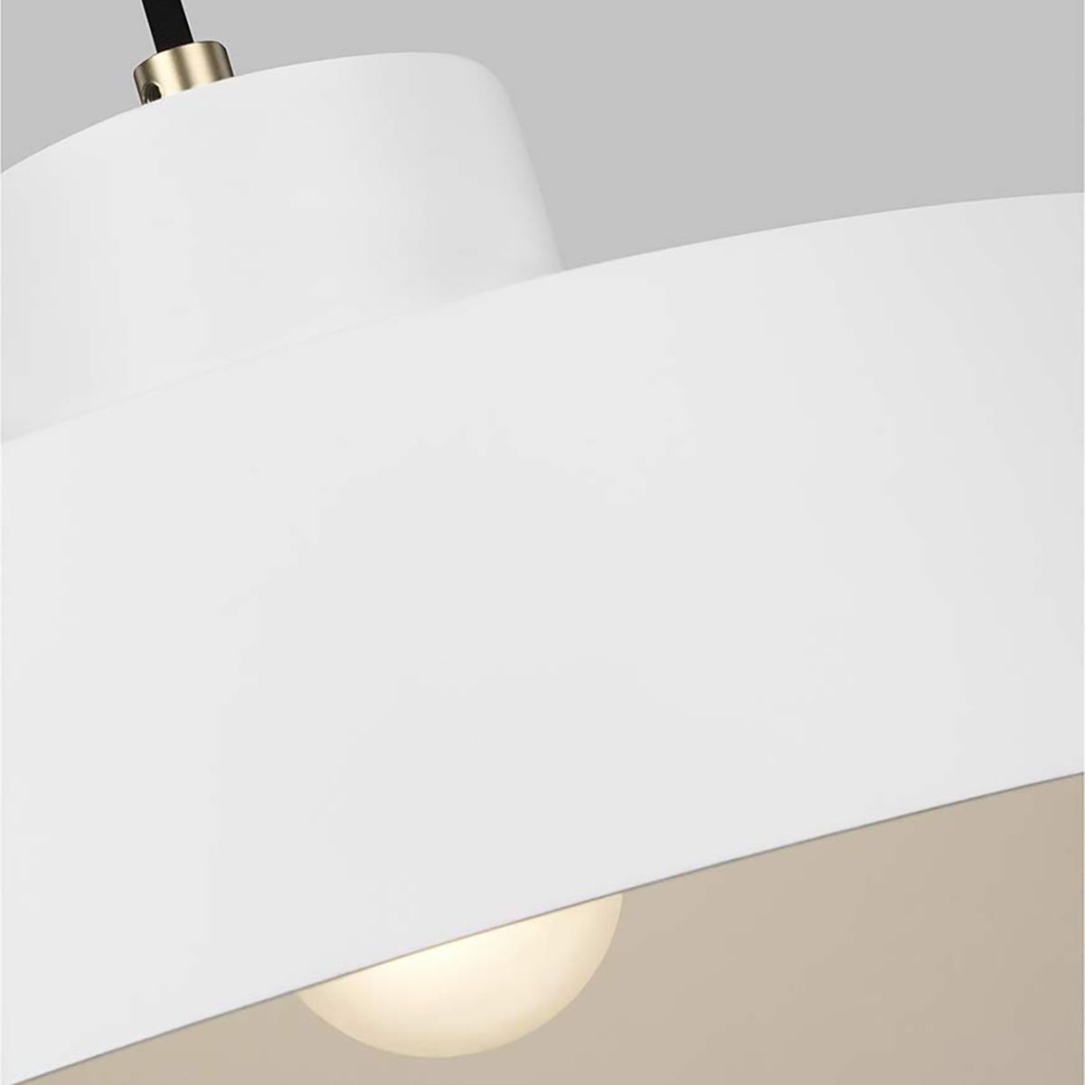 Candor Modern Vintage Adjustable Pendant Light in Matte White and Burnished Brass
