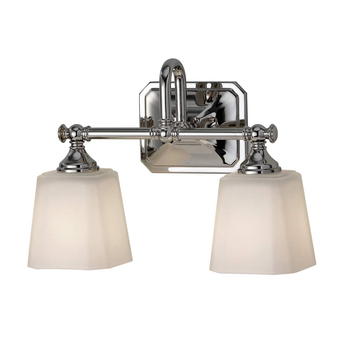 Sleek Chrome Twin Vanity Light with Opal-Etched Glass Shades