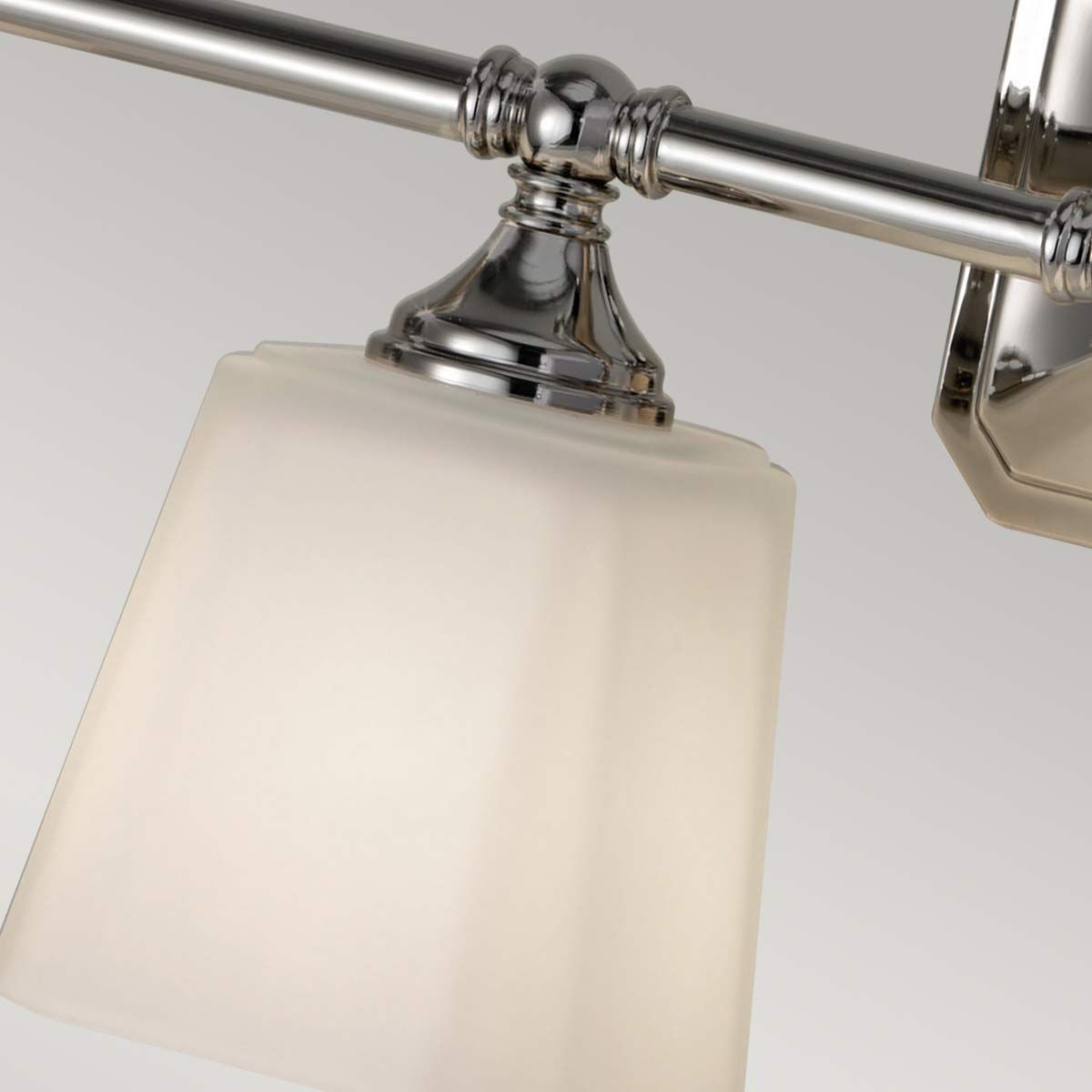 Sleek Chrome Vanity Wall Light with Etched Glass Shades
