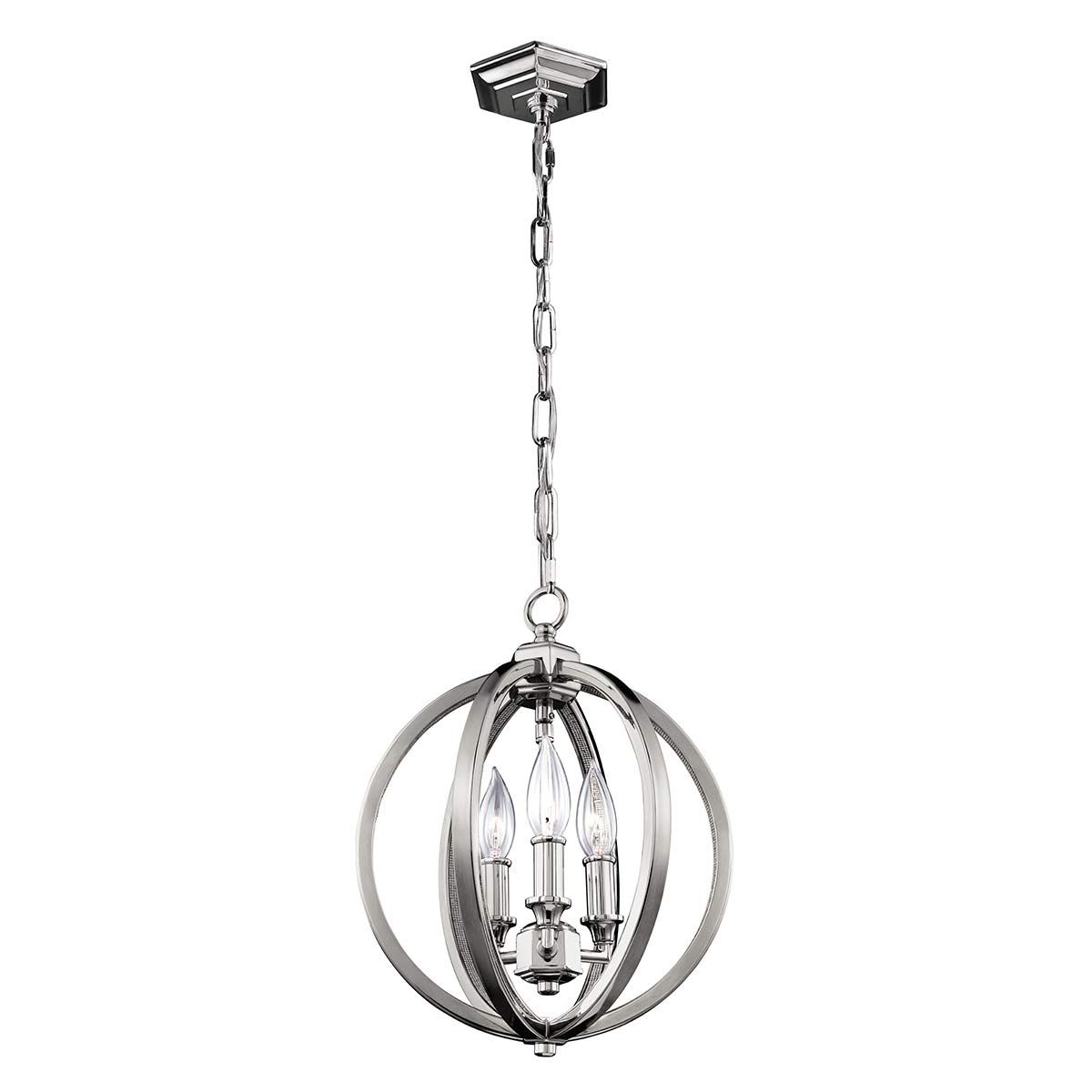 Corinne 3-Light Small Orb Pendant in Polished Nickel