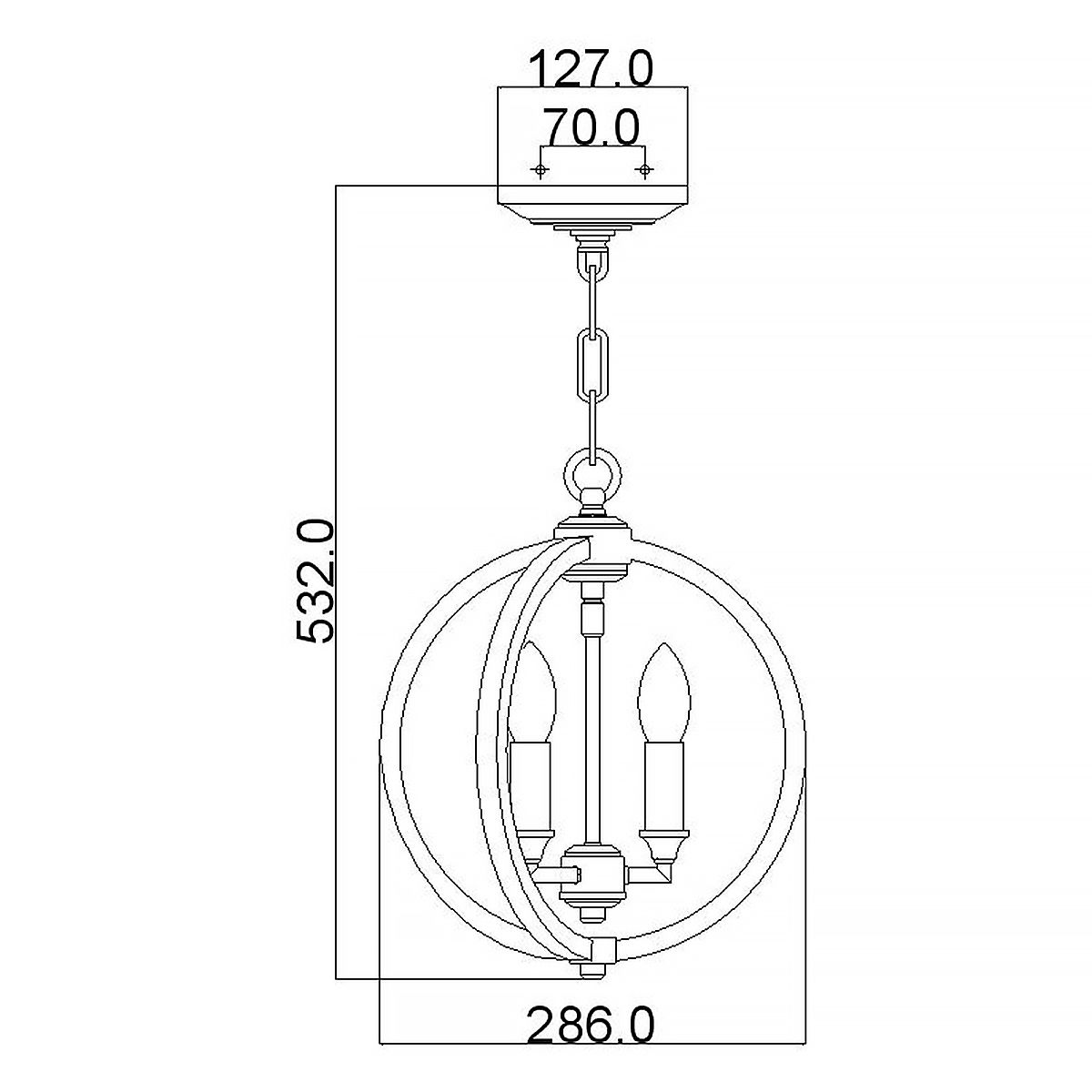 Corinne 3-Light Small Orb Pendant in Polished Nickel