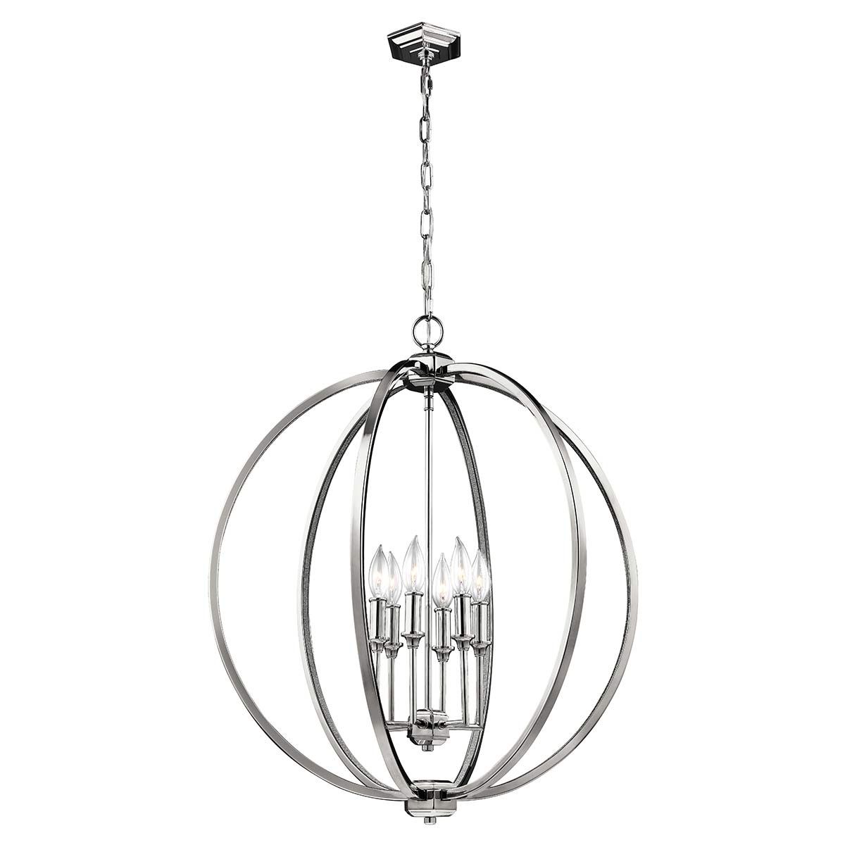 Corinne Diamante 6-Light Polished Nickel Globe Pendant with Crystal Accents