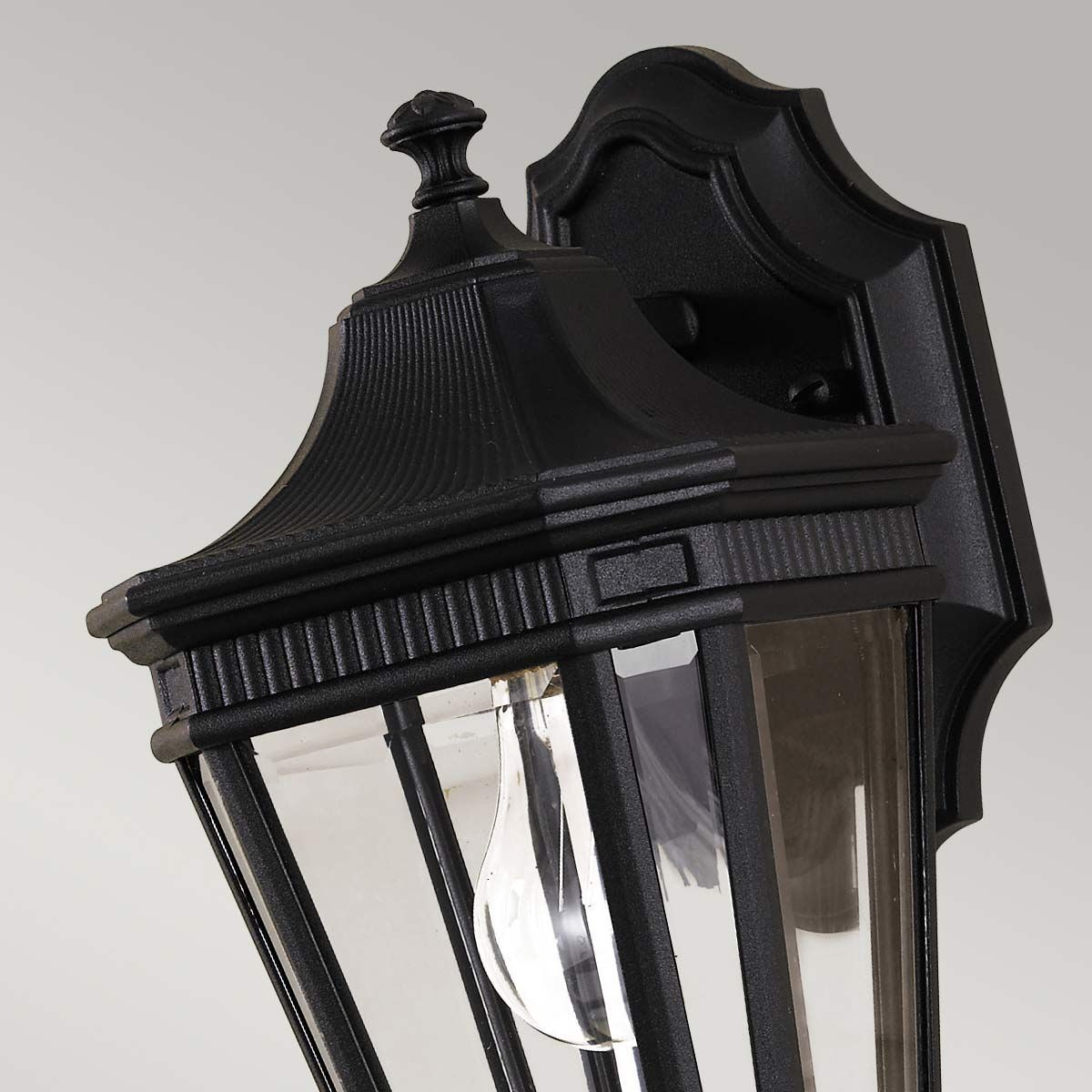 Elegant Black Triple Bulb Outdoor Wall Lantern with Clear Glass Panels