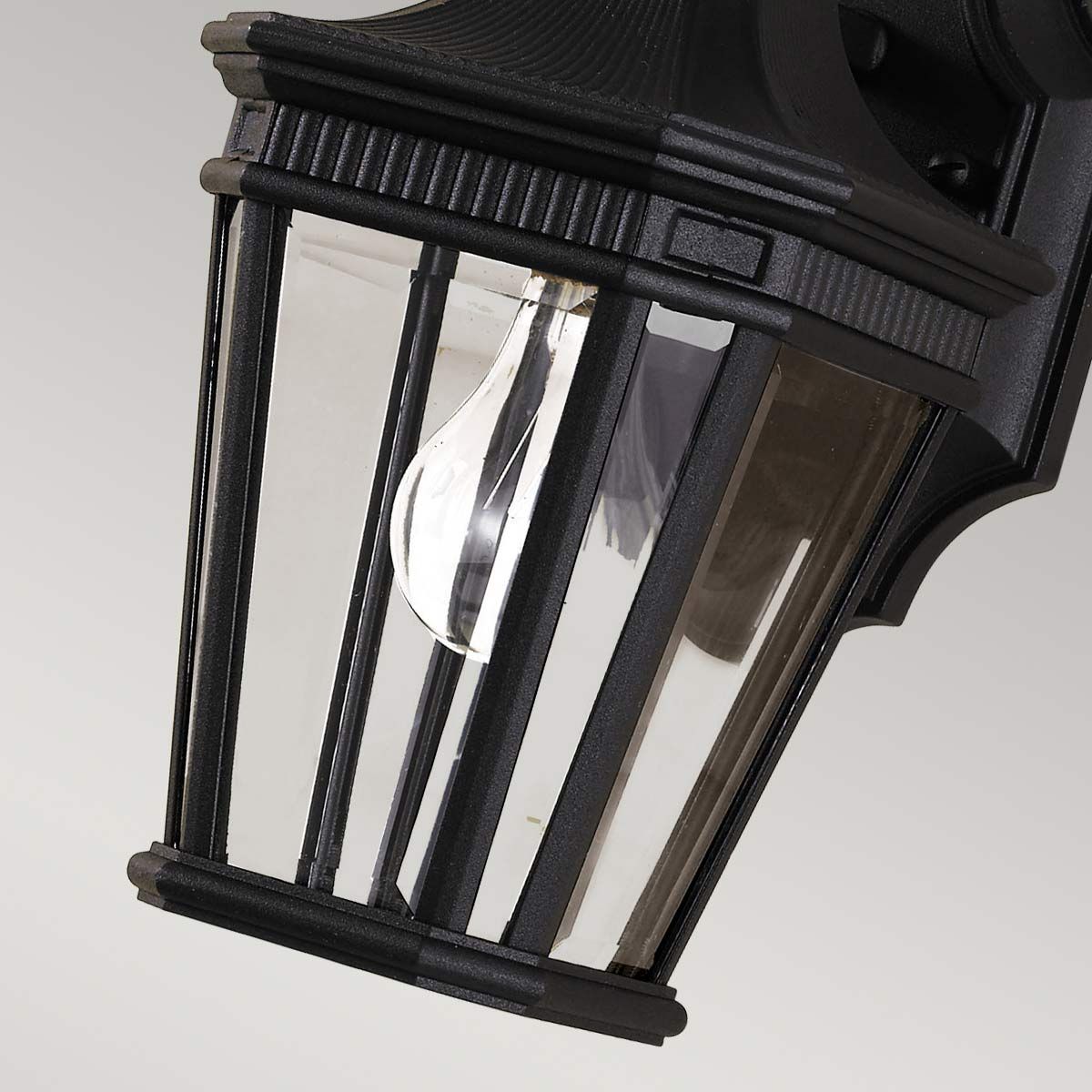 Elegant Black Triple Bulb Outdoor Wall Lantern with Clear Glass Panels