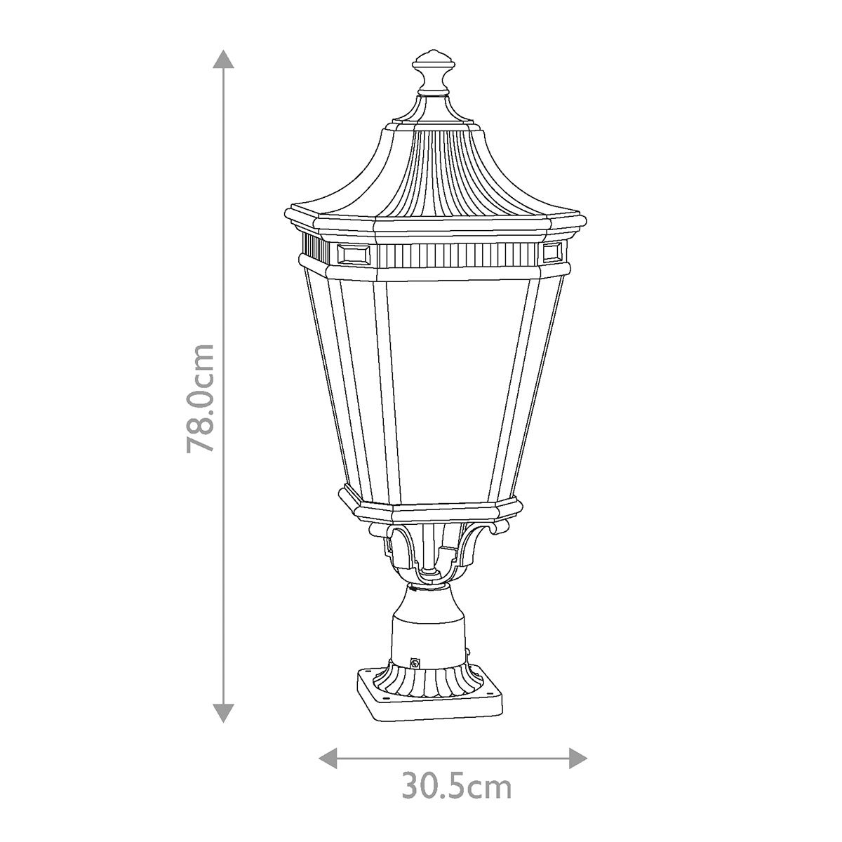 Victorian Elegance: Black Lantern with Ornate Pillar Base