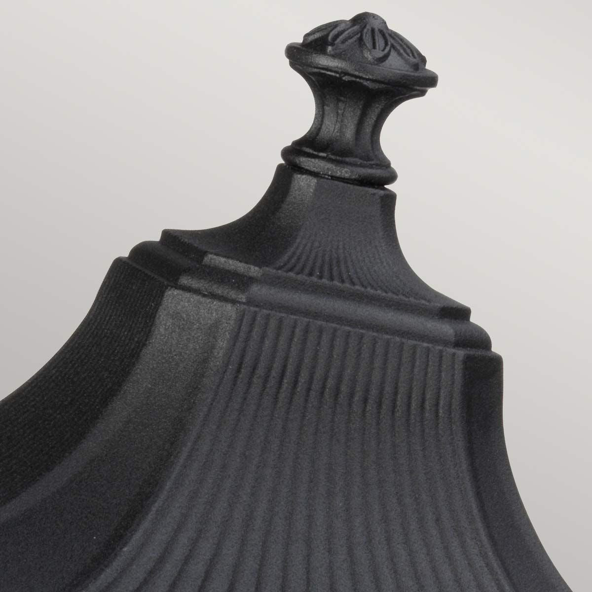 Victorian-Inspired Black Lantern Pedestal with Beveled Glass Details