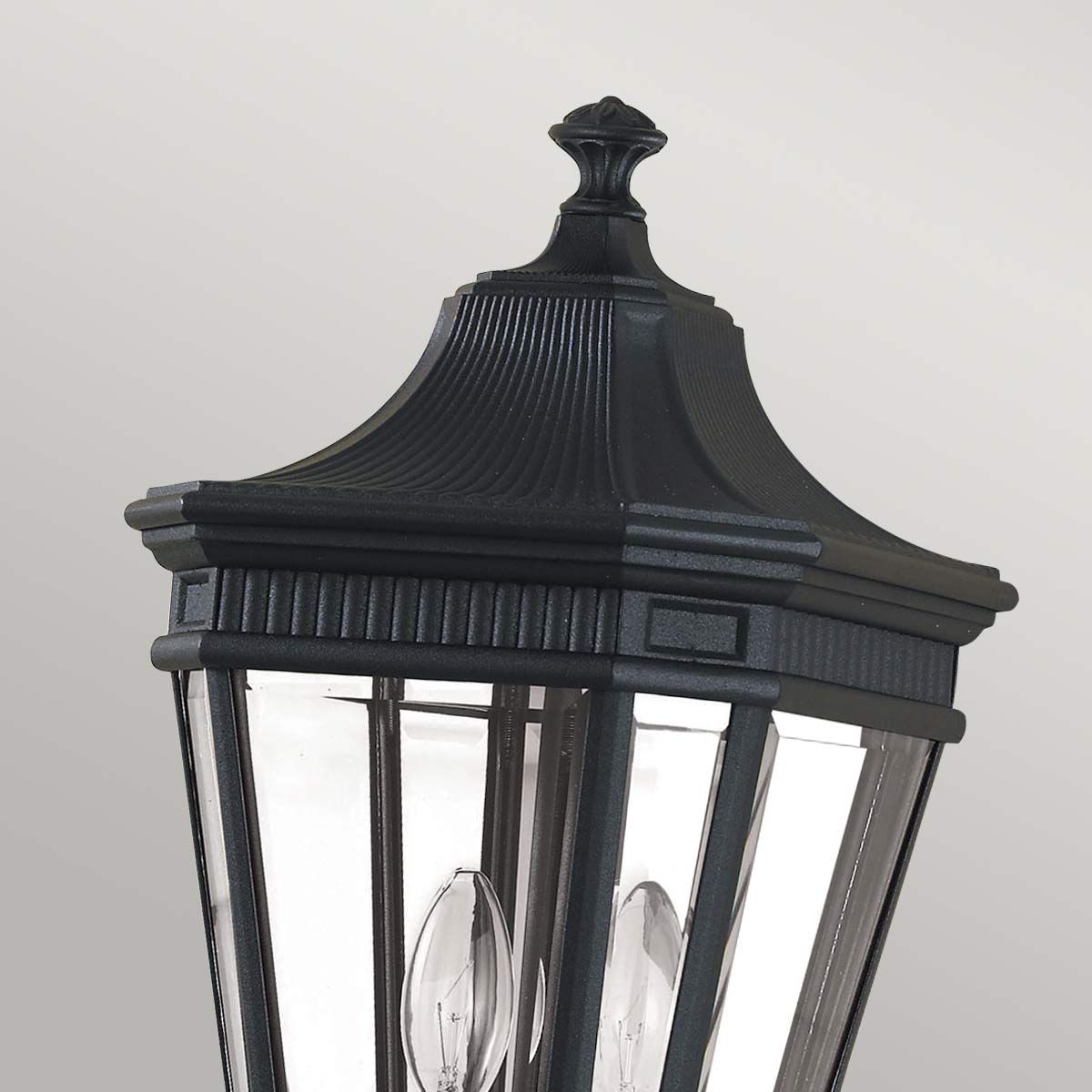 Victorian-Style Black Post Lantern with Beveled Glass Panels