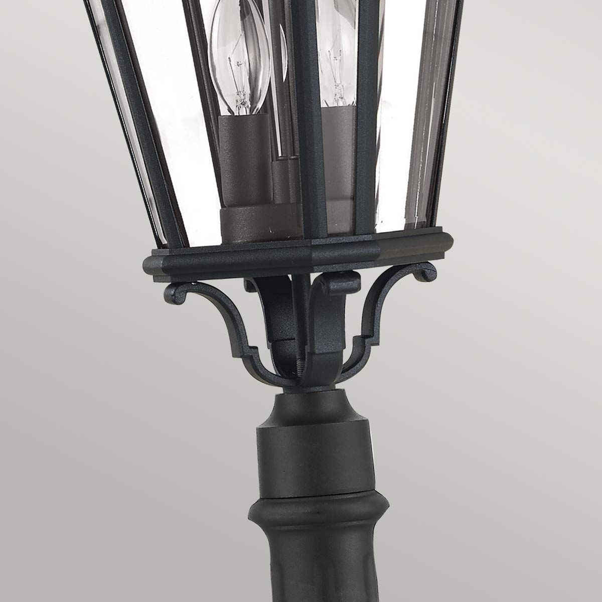 Victorian-Style Black Post Lantern with Beveled Glass Panels