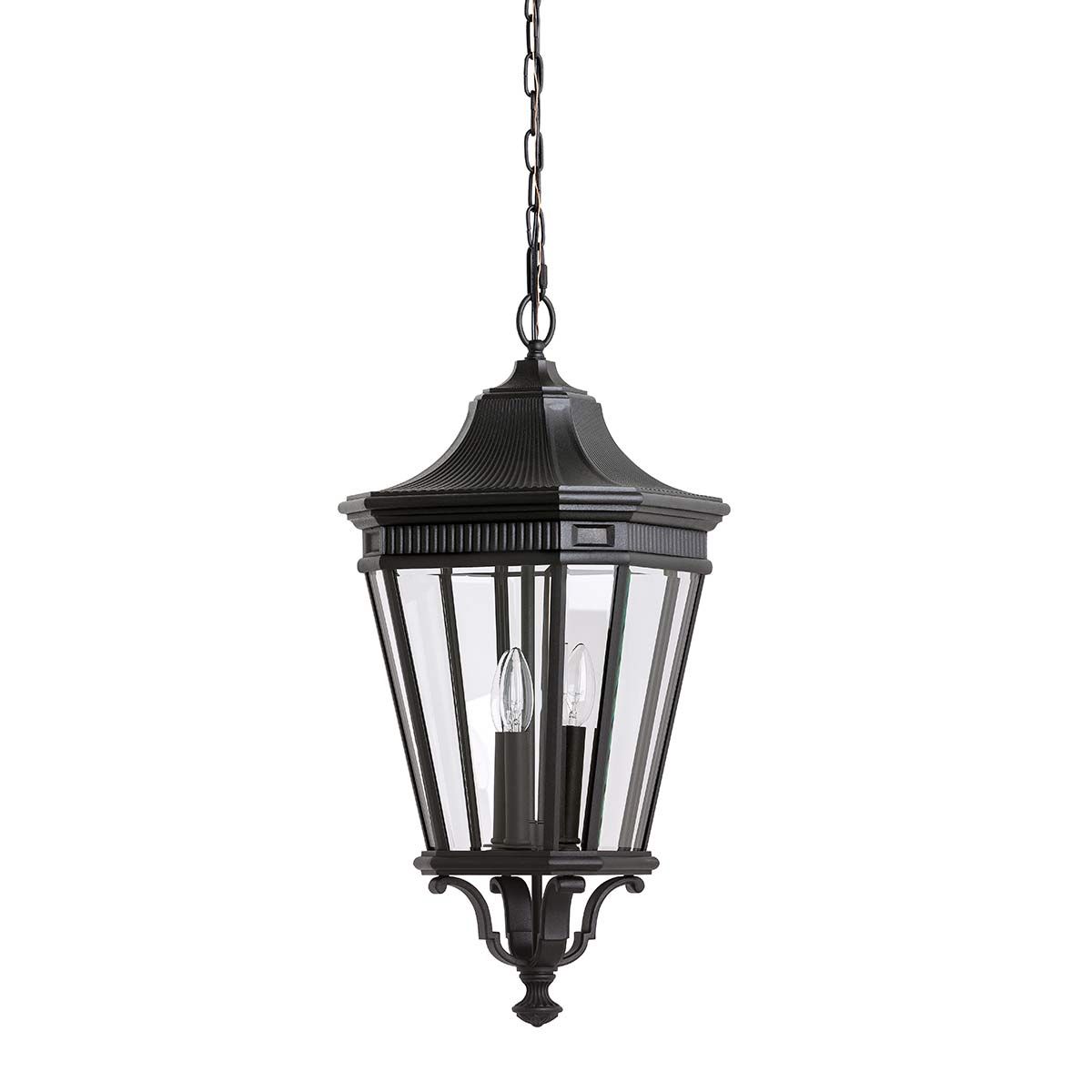 Victorian-Inspired Grand Outdoor Black Lantern Pendant