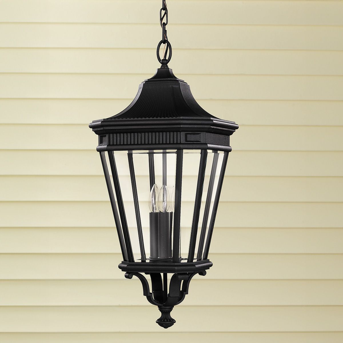 Victorian-Inspired Grand Outdoor Black Lantern Pendant