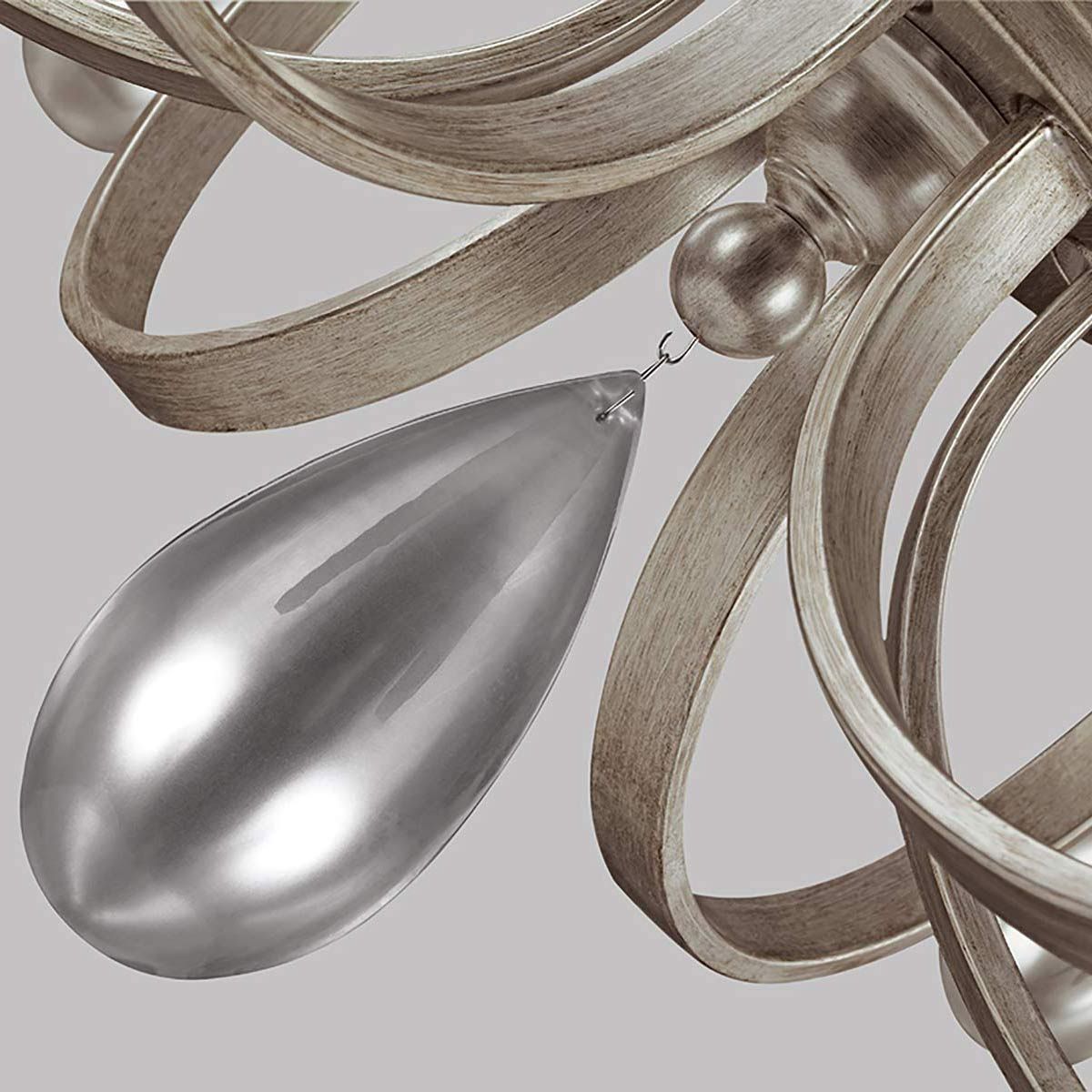 DeWitt Collection: 9-Light Sunrise Silver Chandelier with Crystal Accents