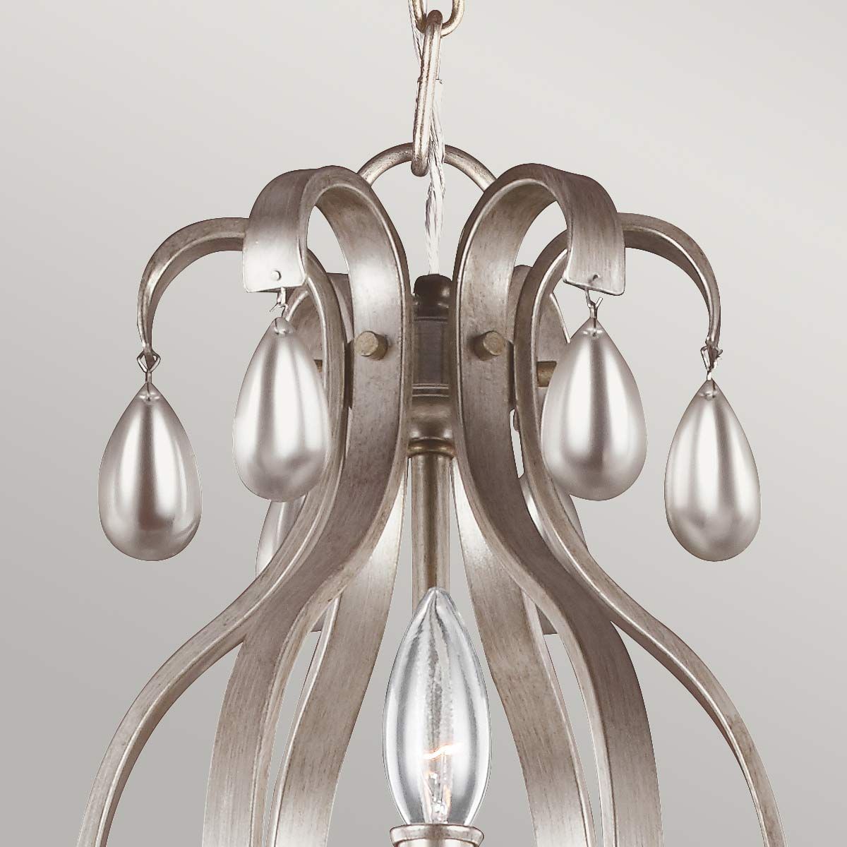 DeWitt Collection: 9-Light Sunrise Silver Chandelier with Crystal Accents