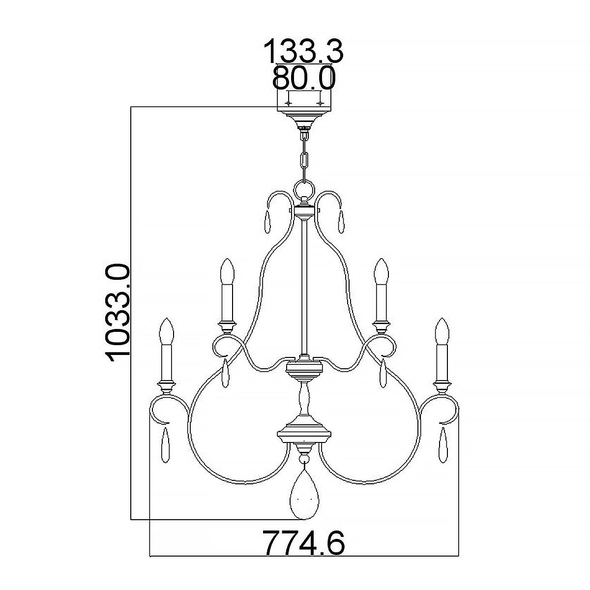 DeWitt Collection: 9-Light Sunrise Silver Chandelier with Crystal Accents
