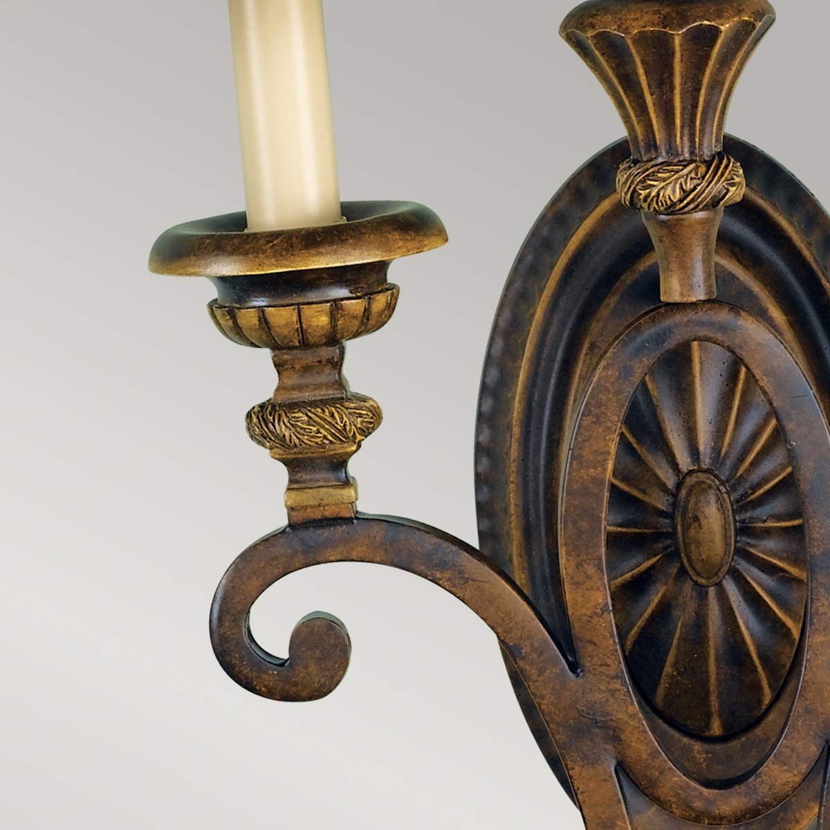 French Georgian Bronze Double Wall Sconce with Twisted Fabric Shades