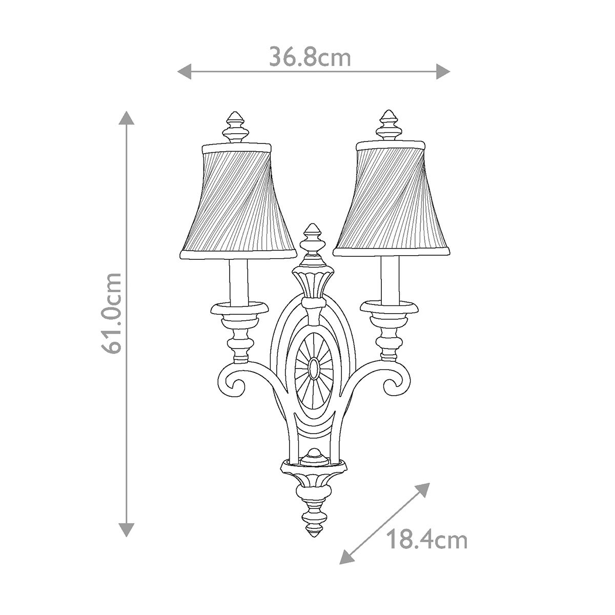 French Georgian Bronze Double Wall Sconce with Twisted Fabric Shades