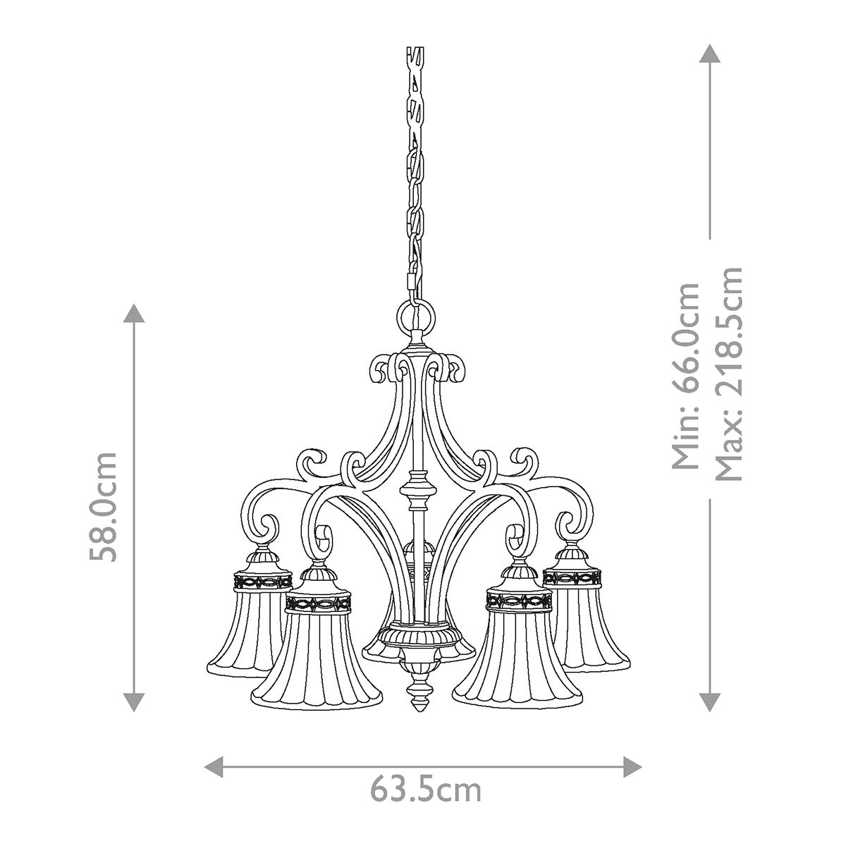 Edwardian Style Bronze Chandelier with Scavo Glass Shades