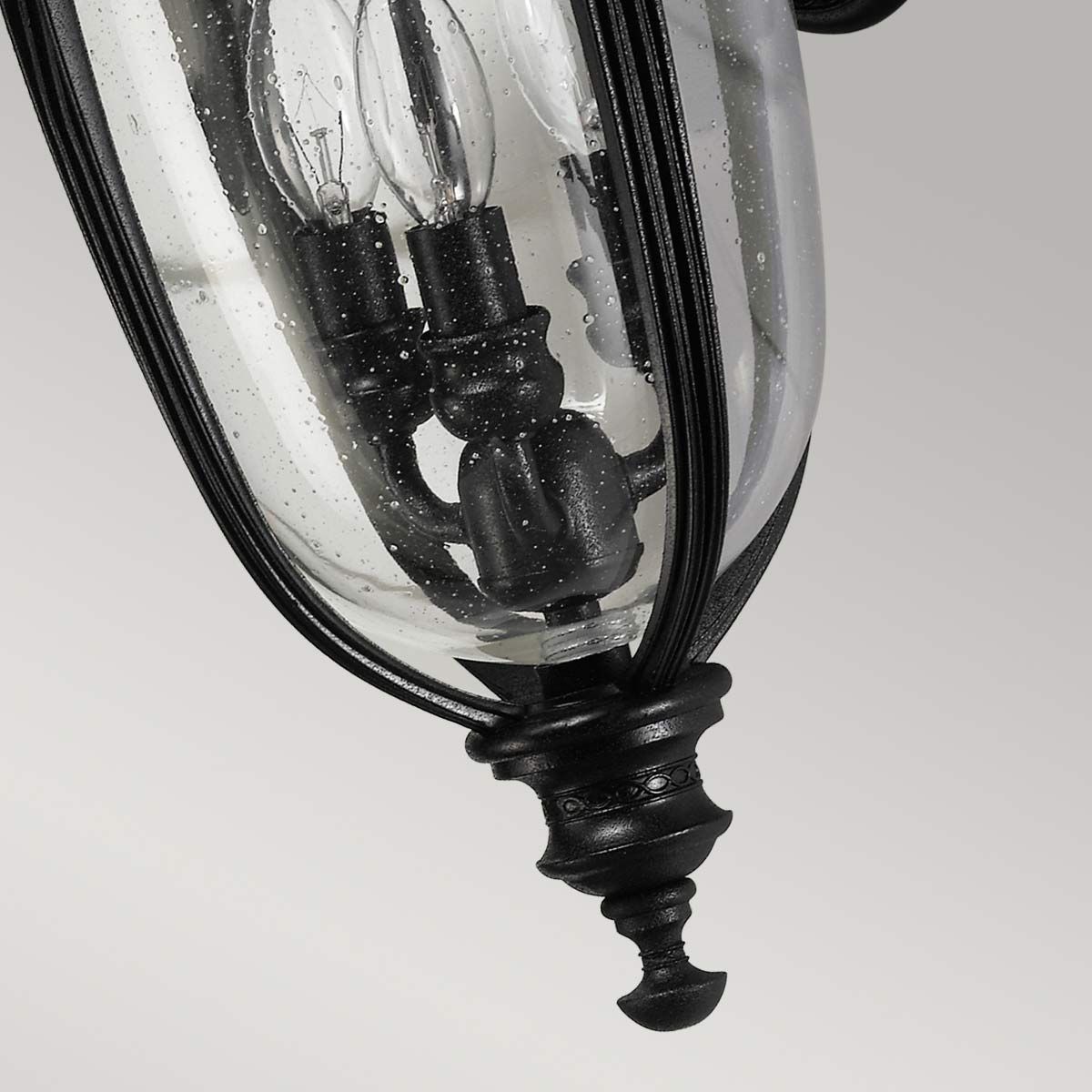Elegant Black Garden Wall Lantern with Speckled Glass Detail