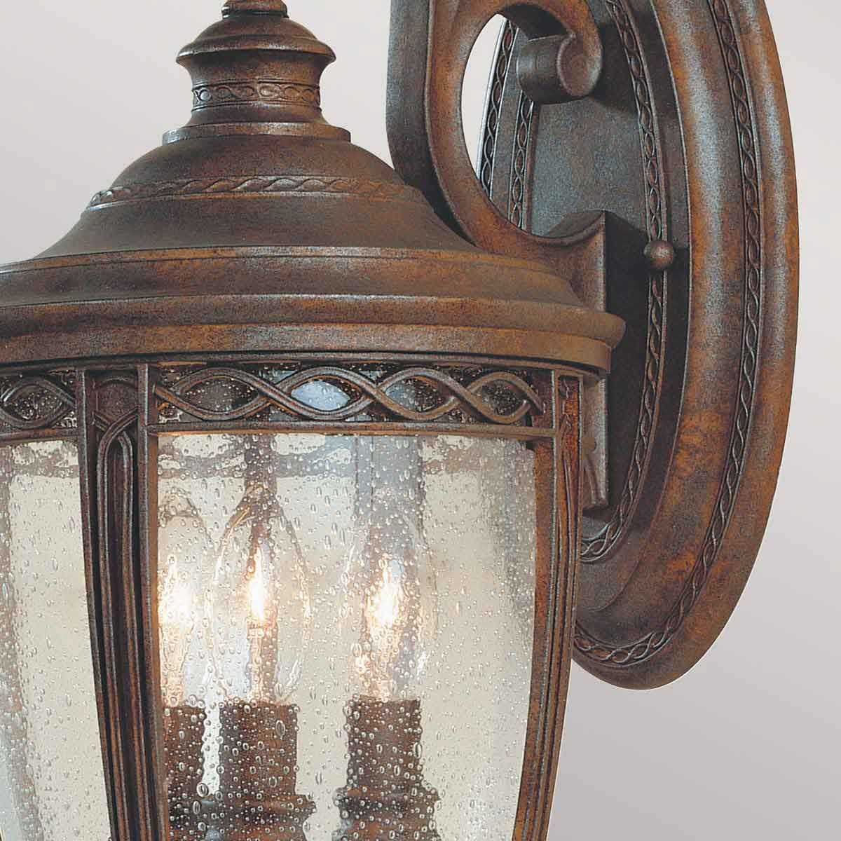Stately Aged Bronze Garden Wall Lantern with Clear Seeded Glass
