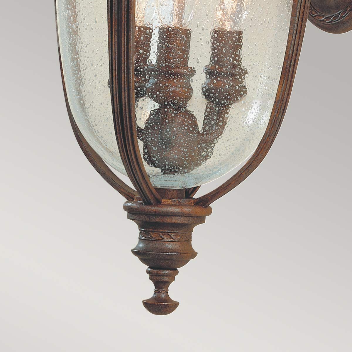 Stately Aged Bronze Garden Wall Lantern with Clear Seeded Glass
