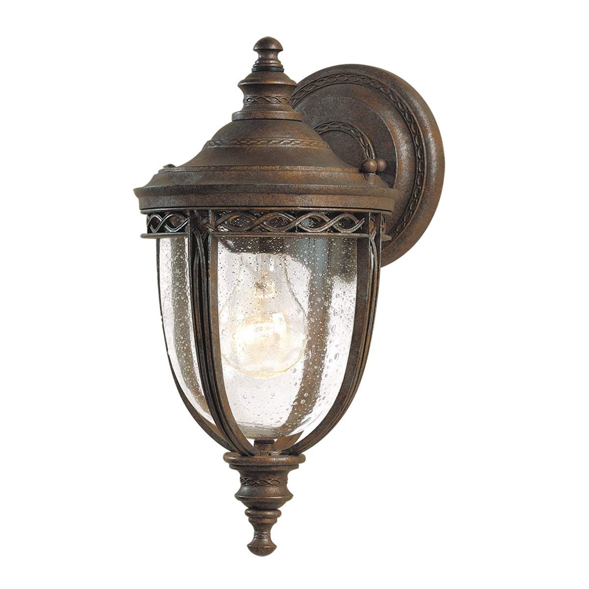Elegant English Bridle Bronze Garden Lantern with Seeded Glass