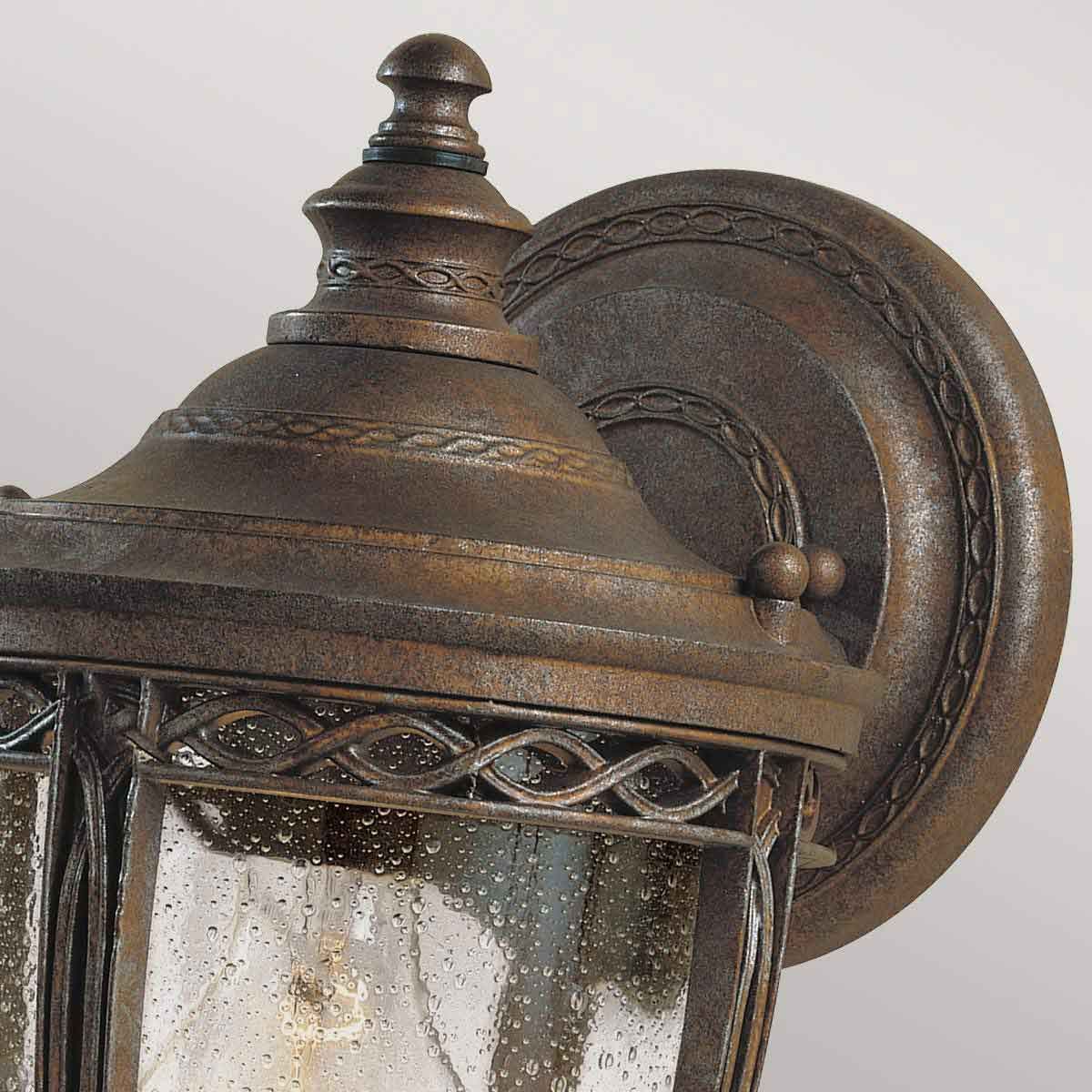 Elegant English Bridle Bronze Garden Lantern with Seeded Glass