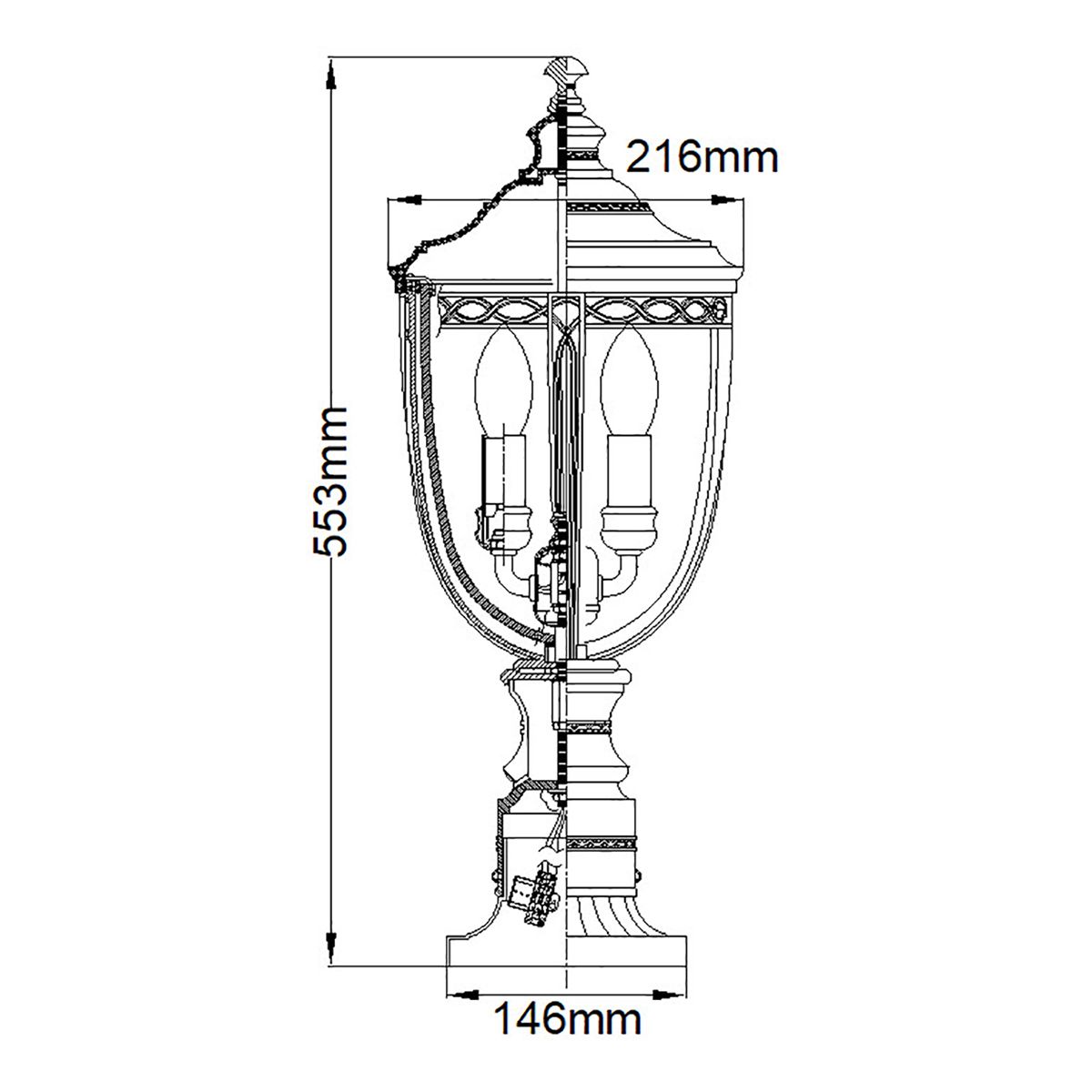 Victorian Elegance Bronze Pedestal Lantern Light